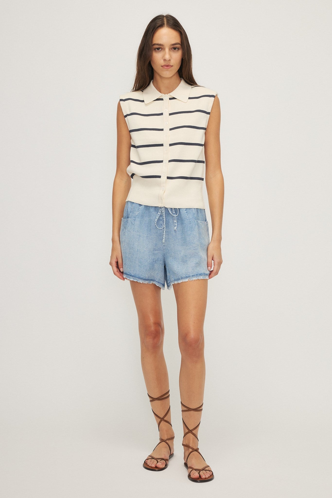 ADELLA SWEATER TOP-Navy stripe