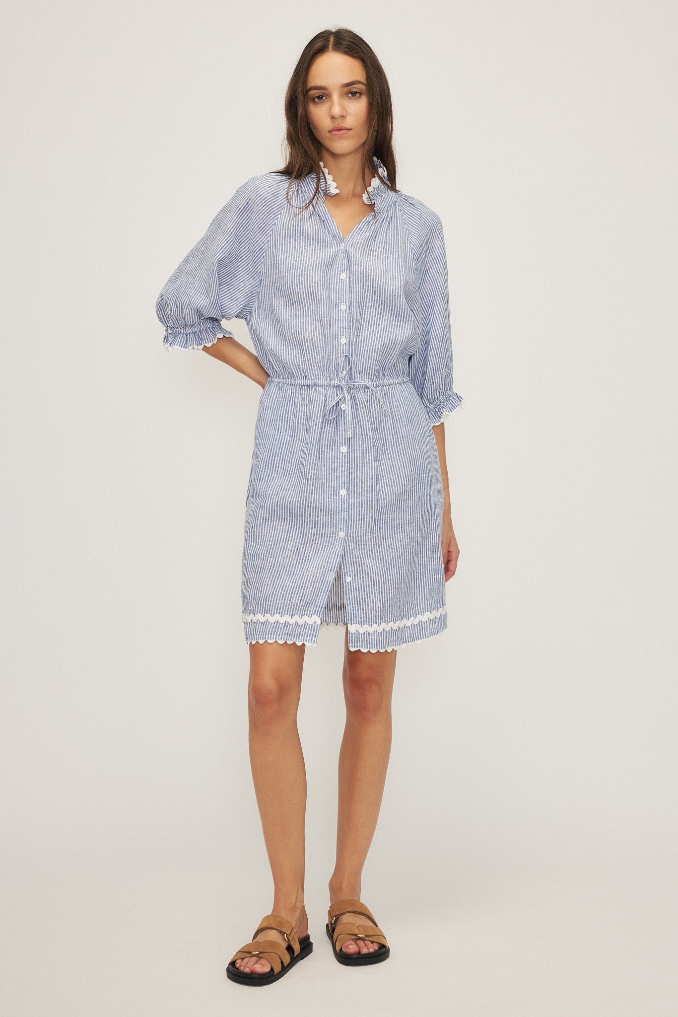 AMARA DRESS-Navy stripe