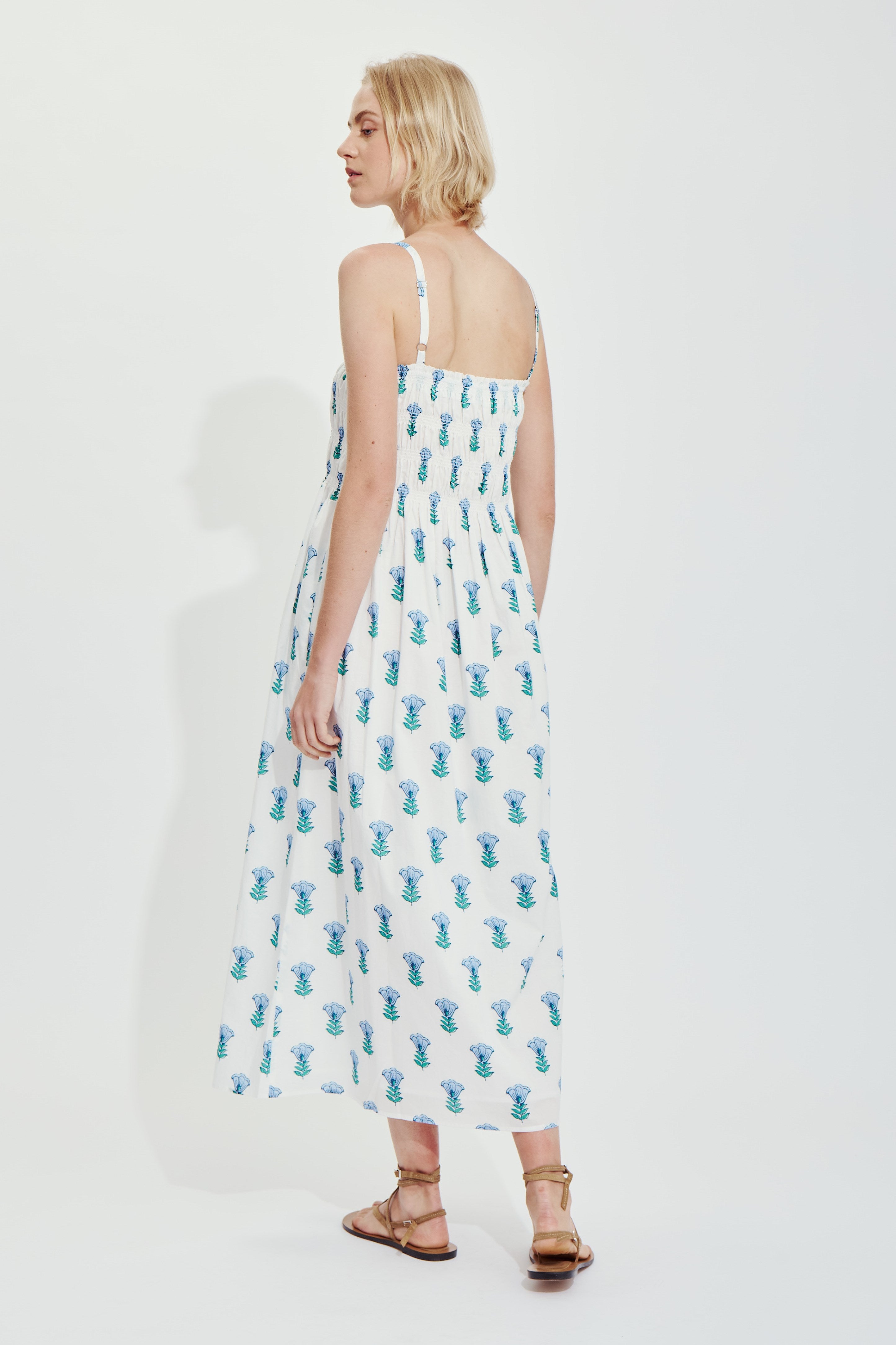 AMIE DRESS-Blue conv. floral