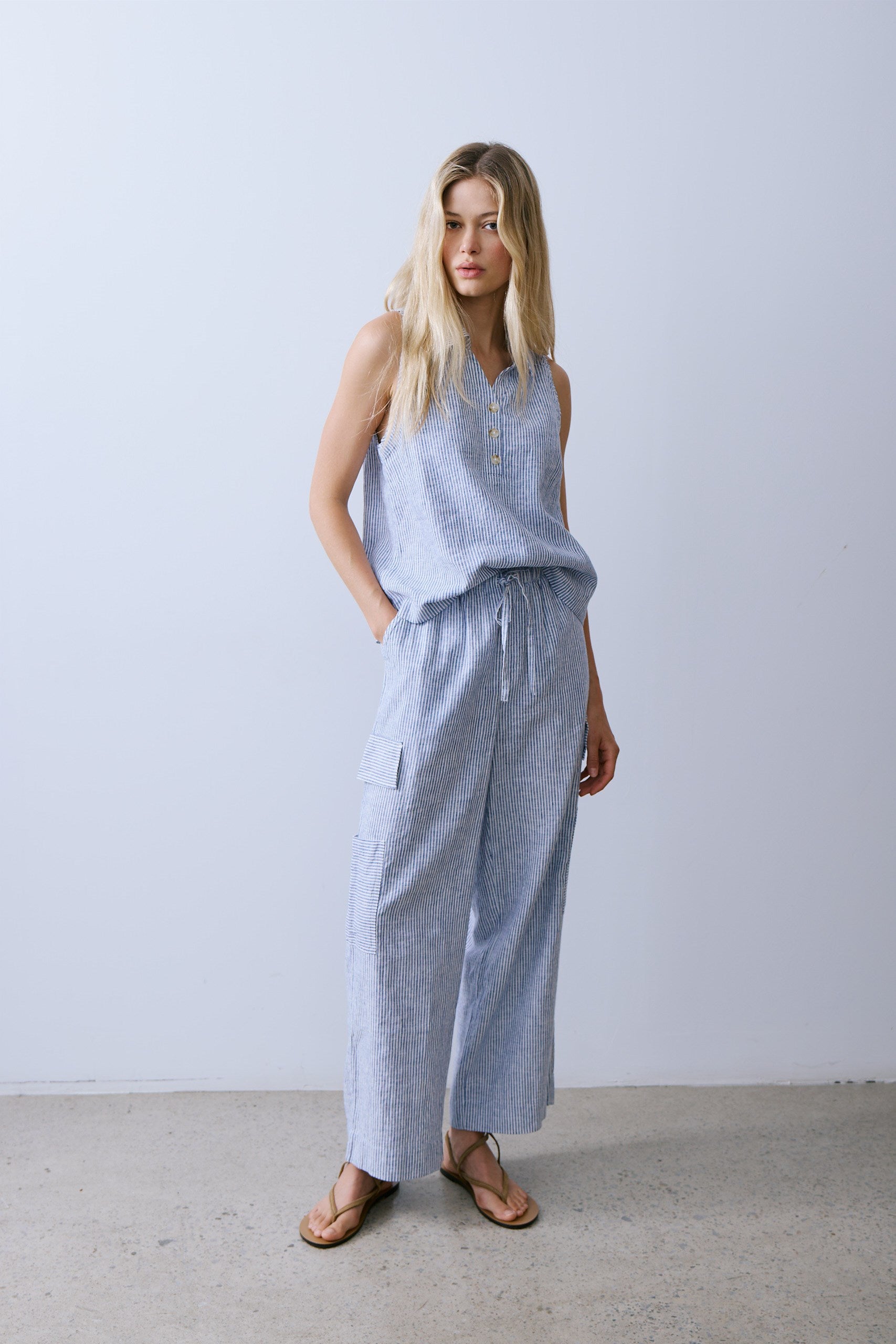 BASSIN SHIRT-Navy stripe