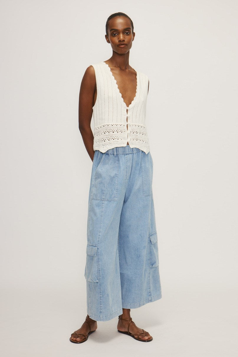 pull sans manches BRIANY - blanc cassé
