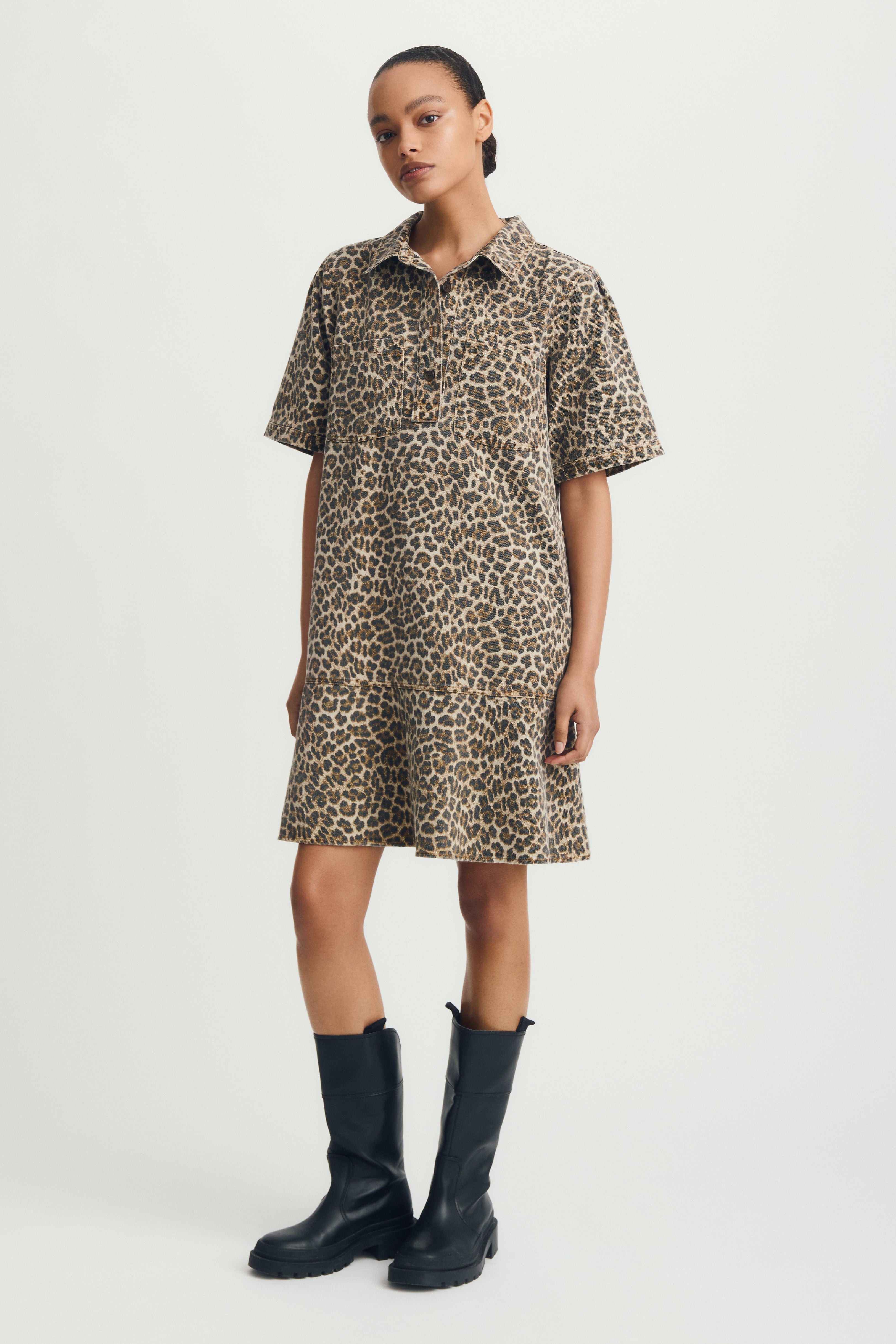 CAMELIA DRESS-Beige animal prt