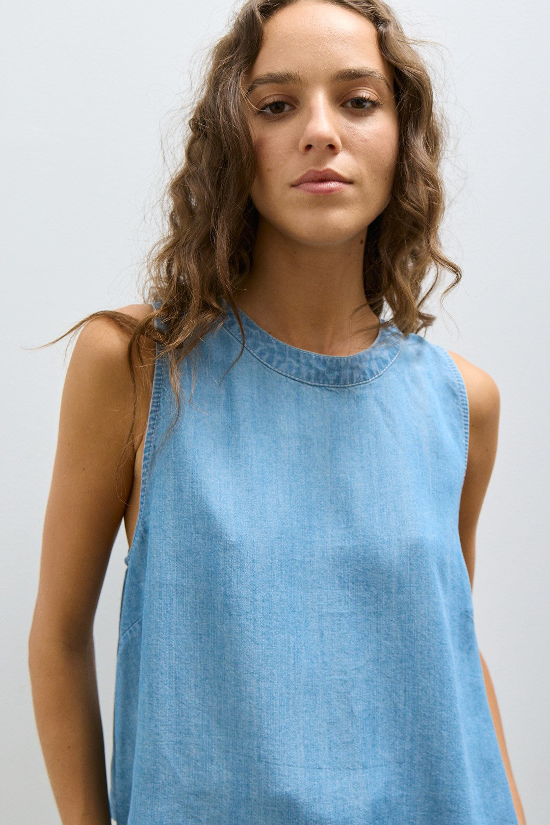 CECIL BLOUSE-Med blue denim