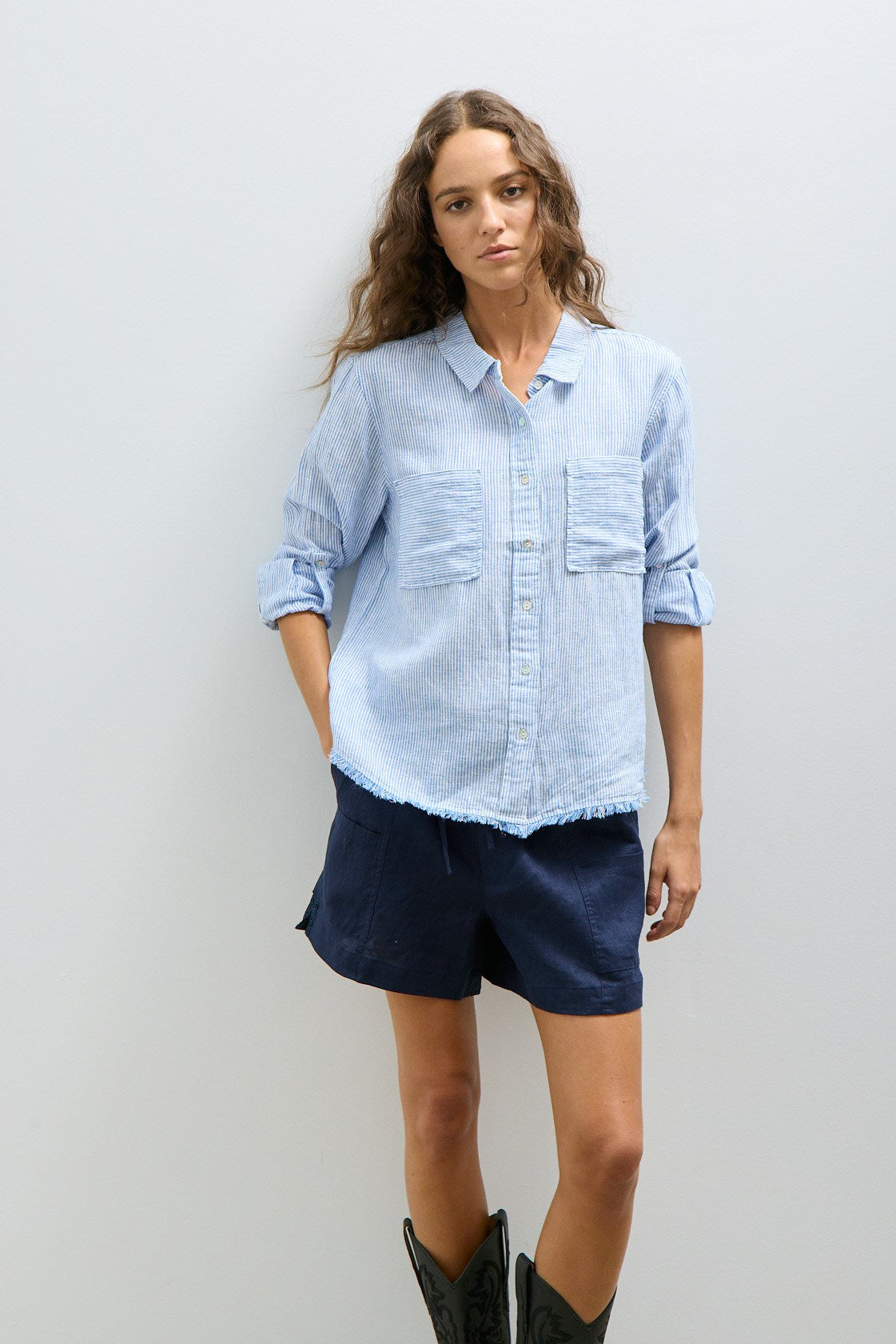 CHASE SHIRT-Blue pin stripe