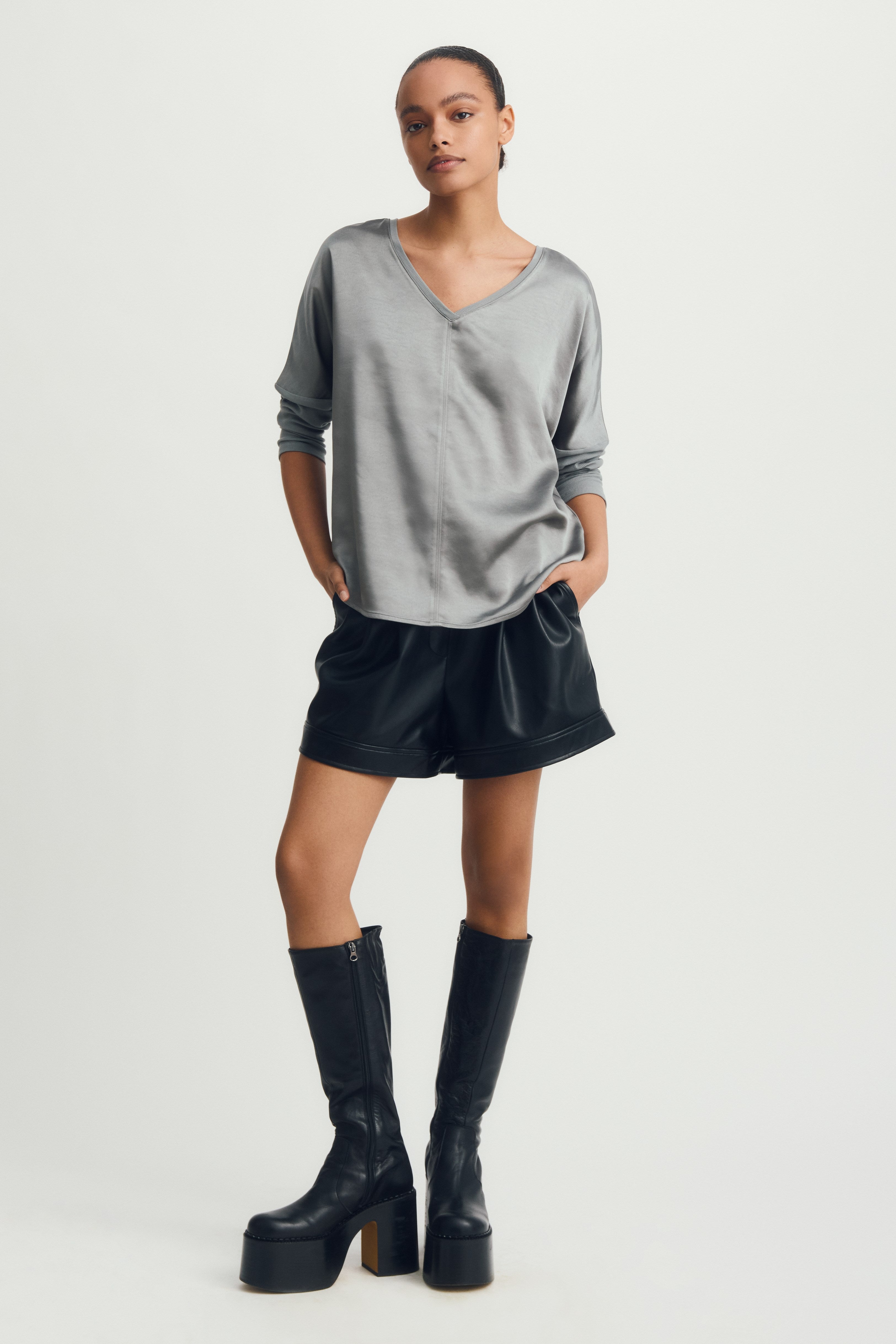 CINDY TOP-Faded teal