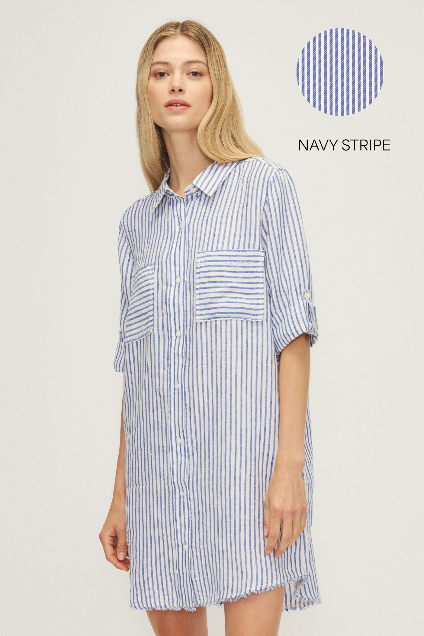 CYNTHIA DRESS-Navy stripe