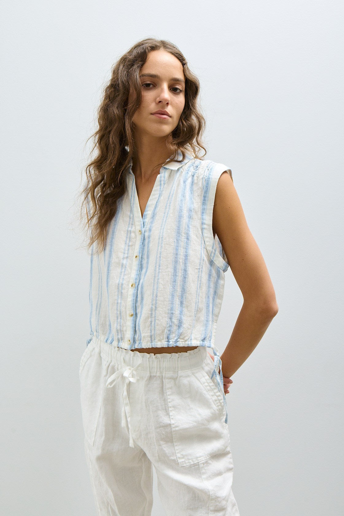 DANIELA SHIRT-Gradiant blue stripe