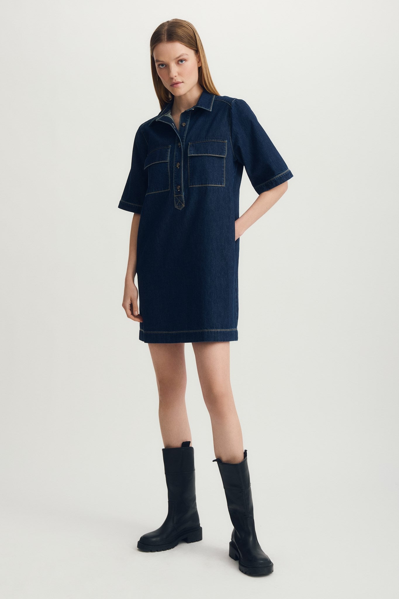 EMBER DRESS-Dark denim