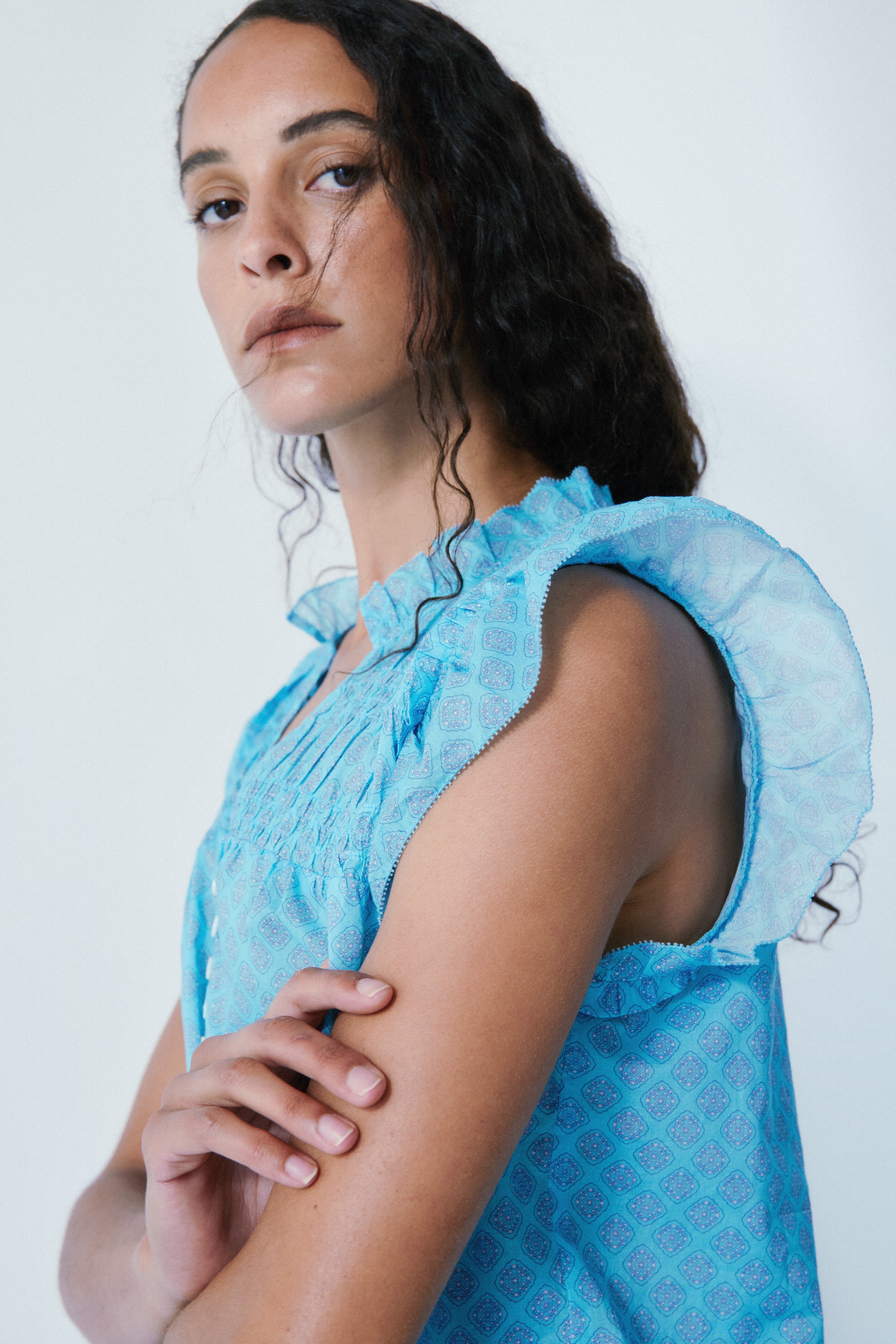EMMA BLOUSE-Lt. blue gem