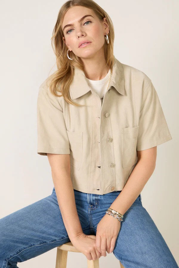 Faux-Suede Jacket-Cream