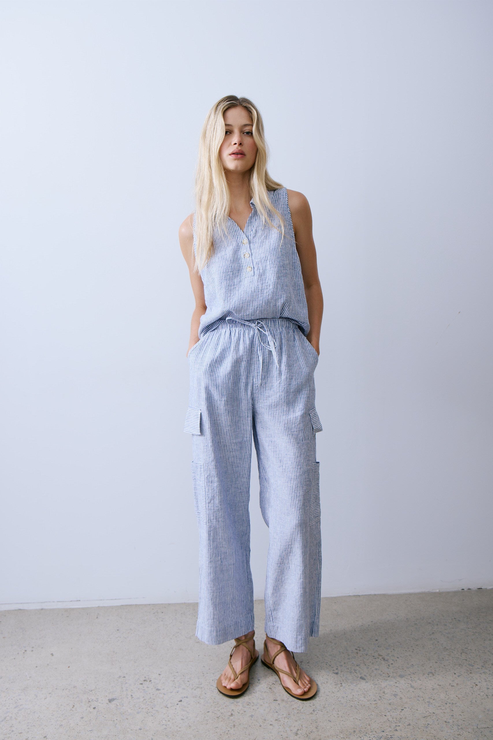 FINN PANT-Navy stripe