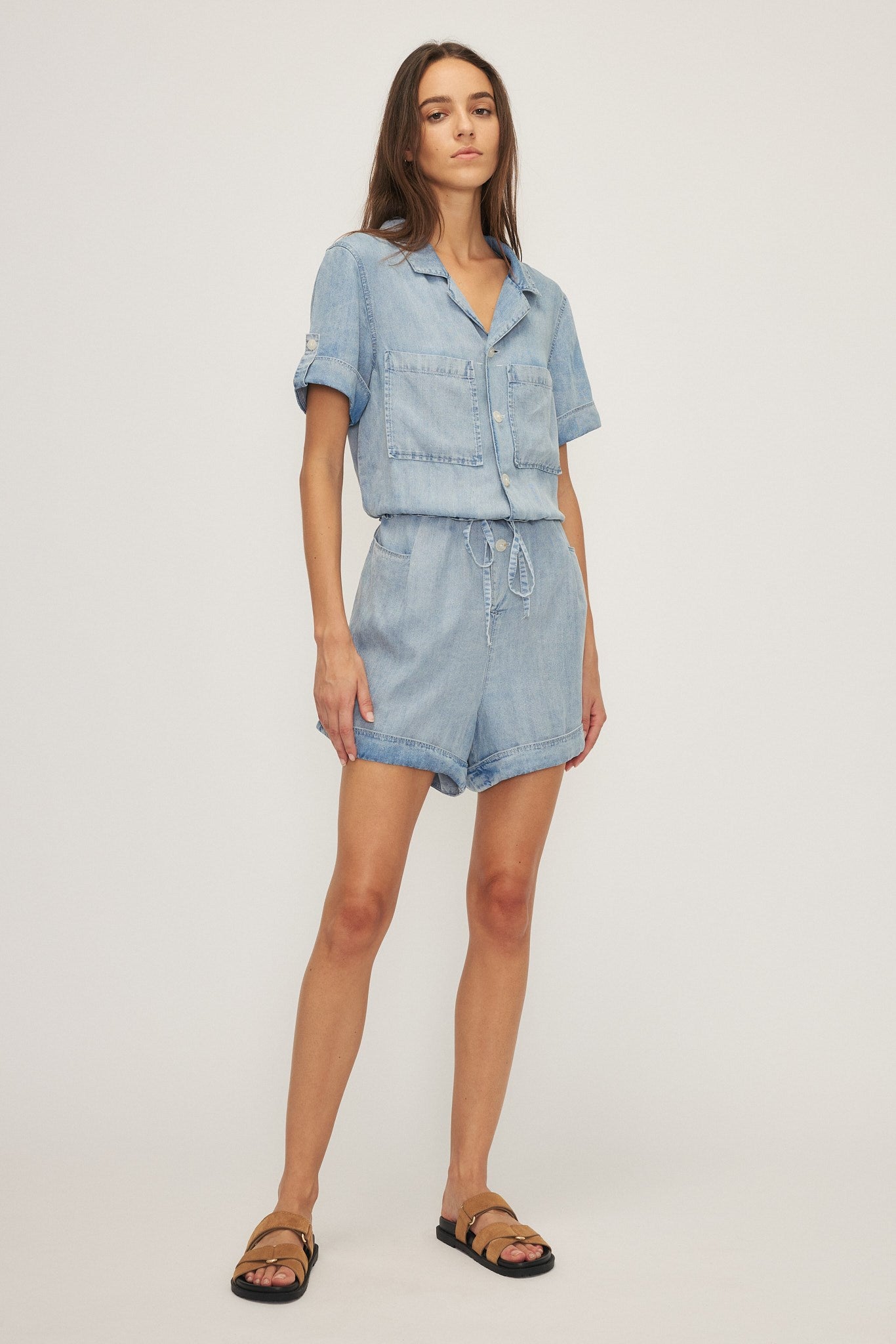 GARTH ROMPER-Med. blue denim
