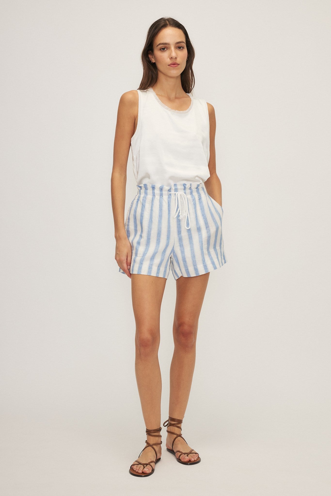 HENRY SHORT-Lt bleu large rayé