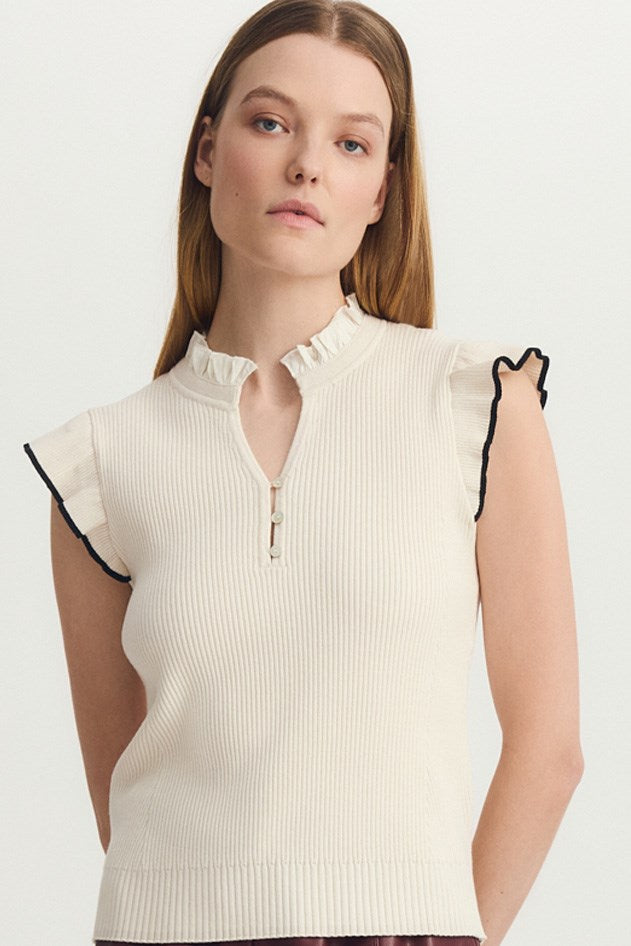 IVEY SWEATER-Cream/navy