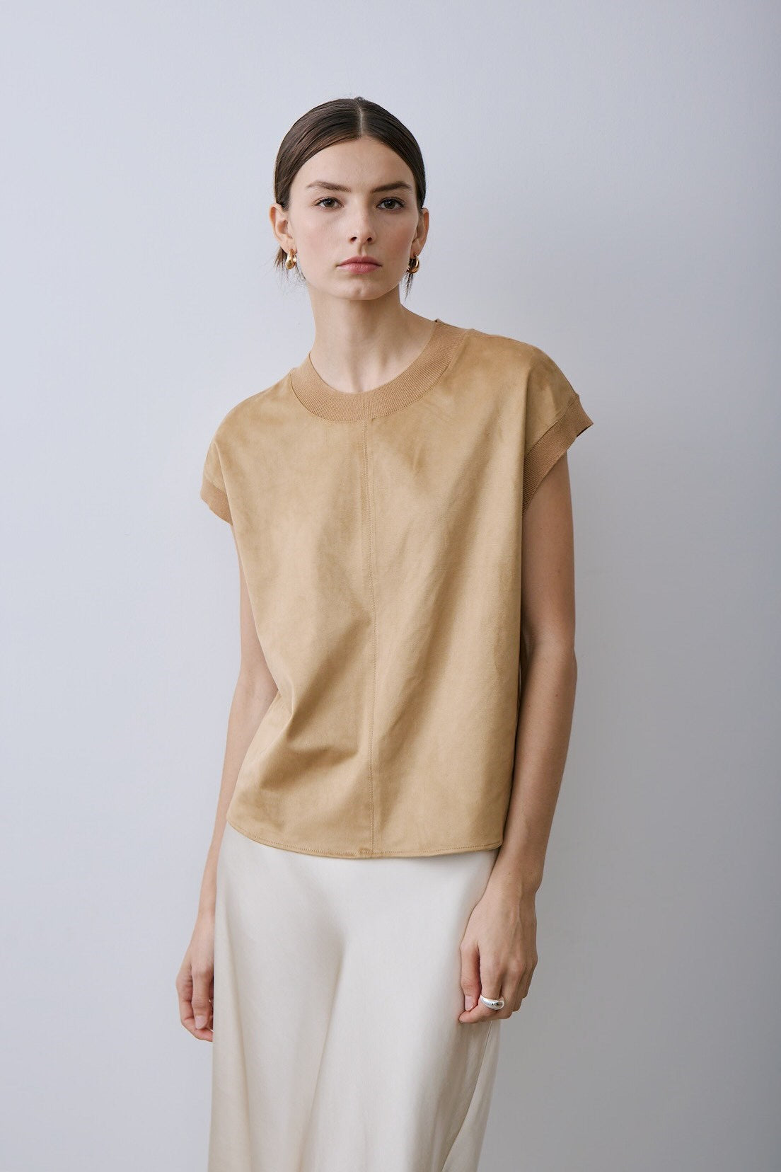 JOSETTE TOP-Champagne suede