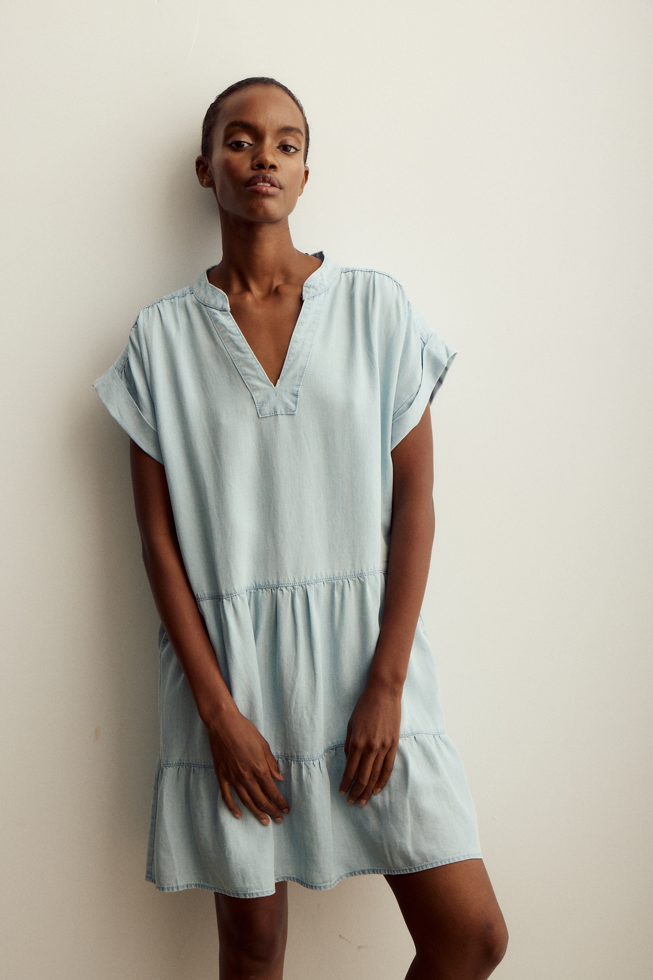 JULIET DRESS-Bleu décoloré