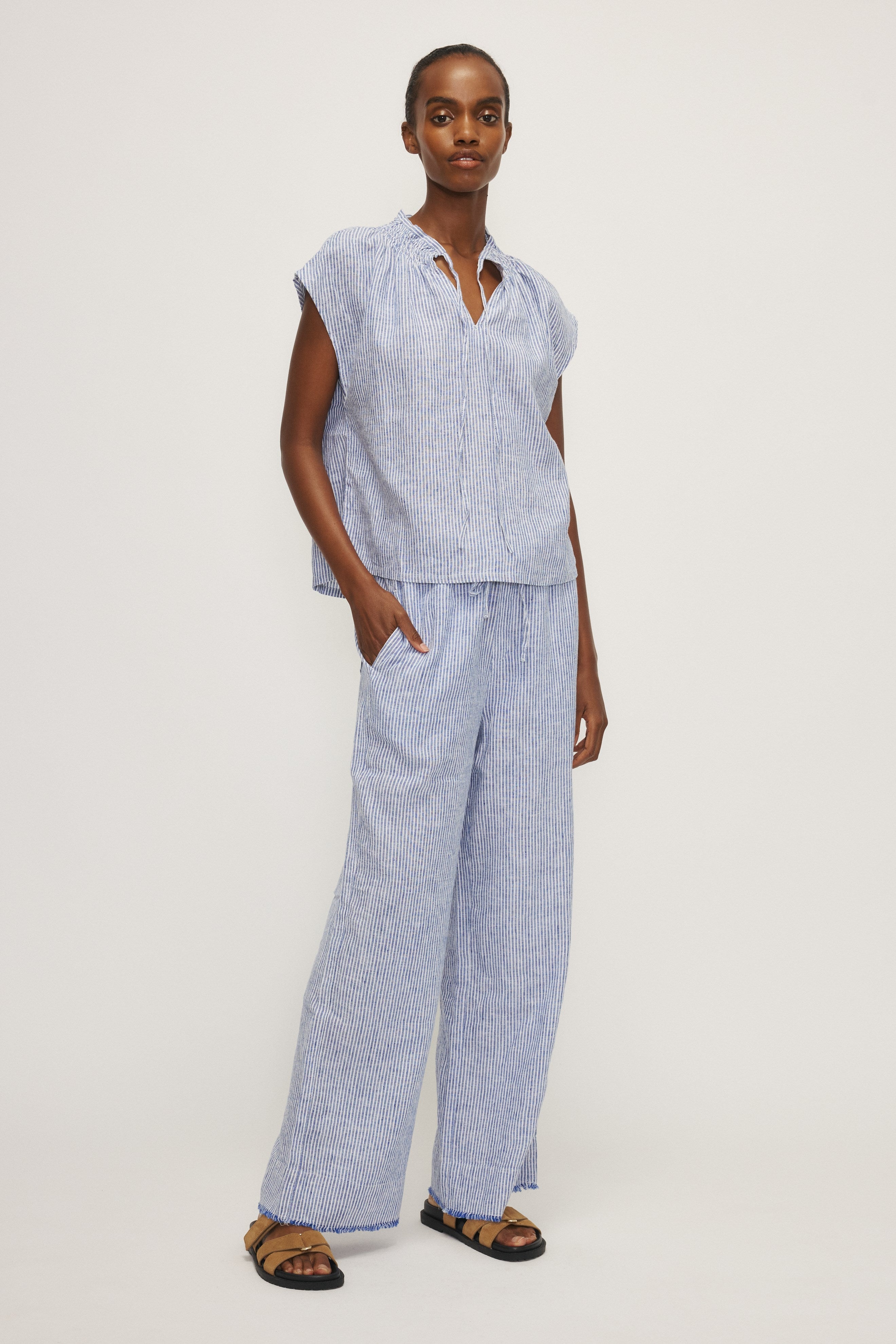 KAURI PANT-Navy stripe