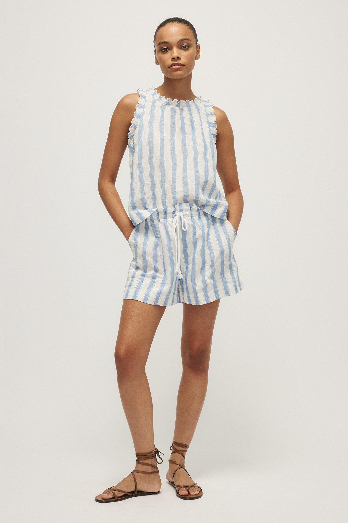 KIMY TOP-Lt blue wide stripe