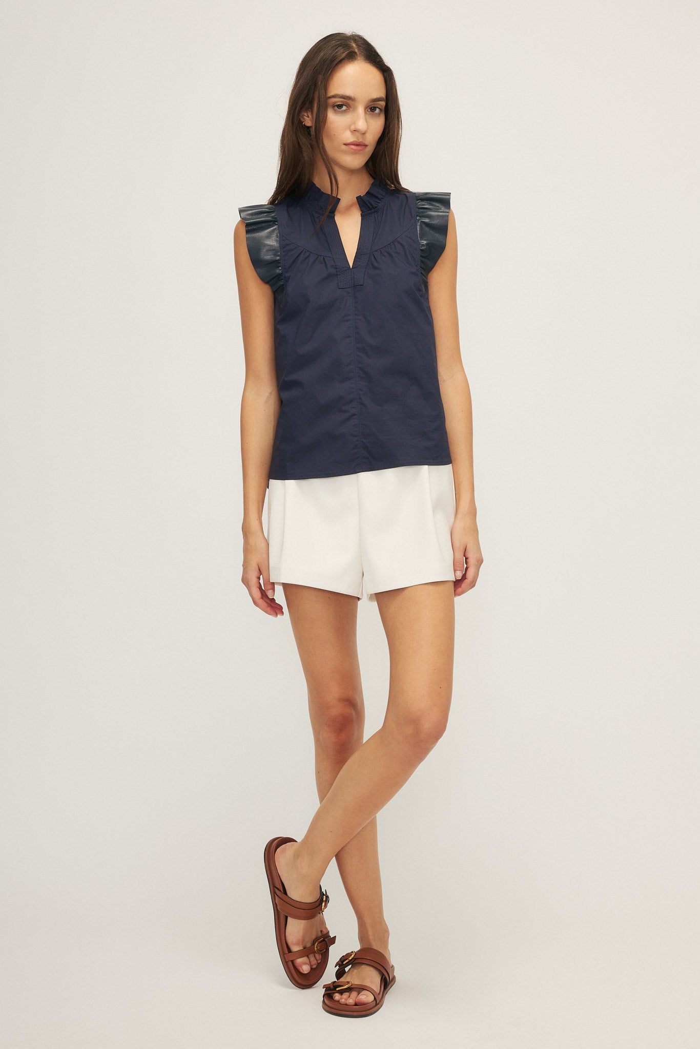 LIANA BLOUSE-Mid. navy
