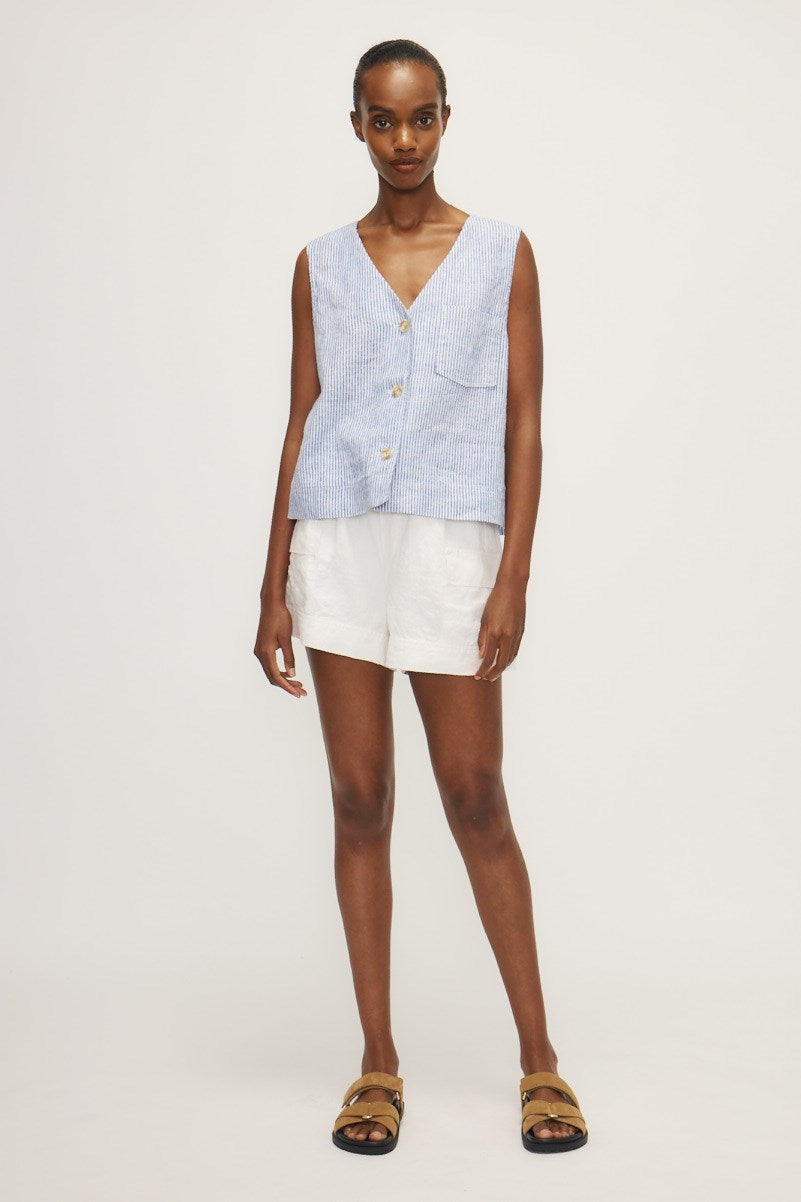 LINDEN VEST-Navy stripe