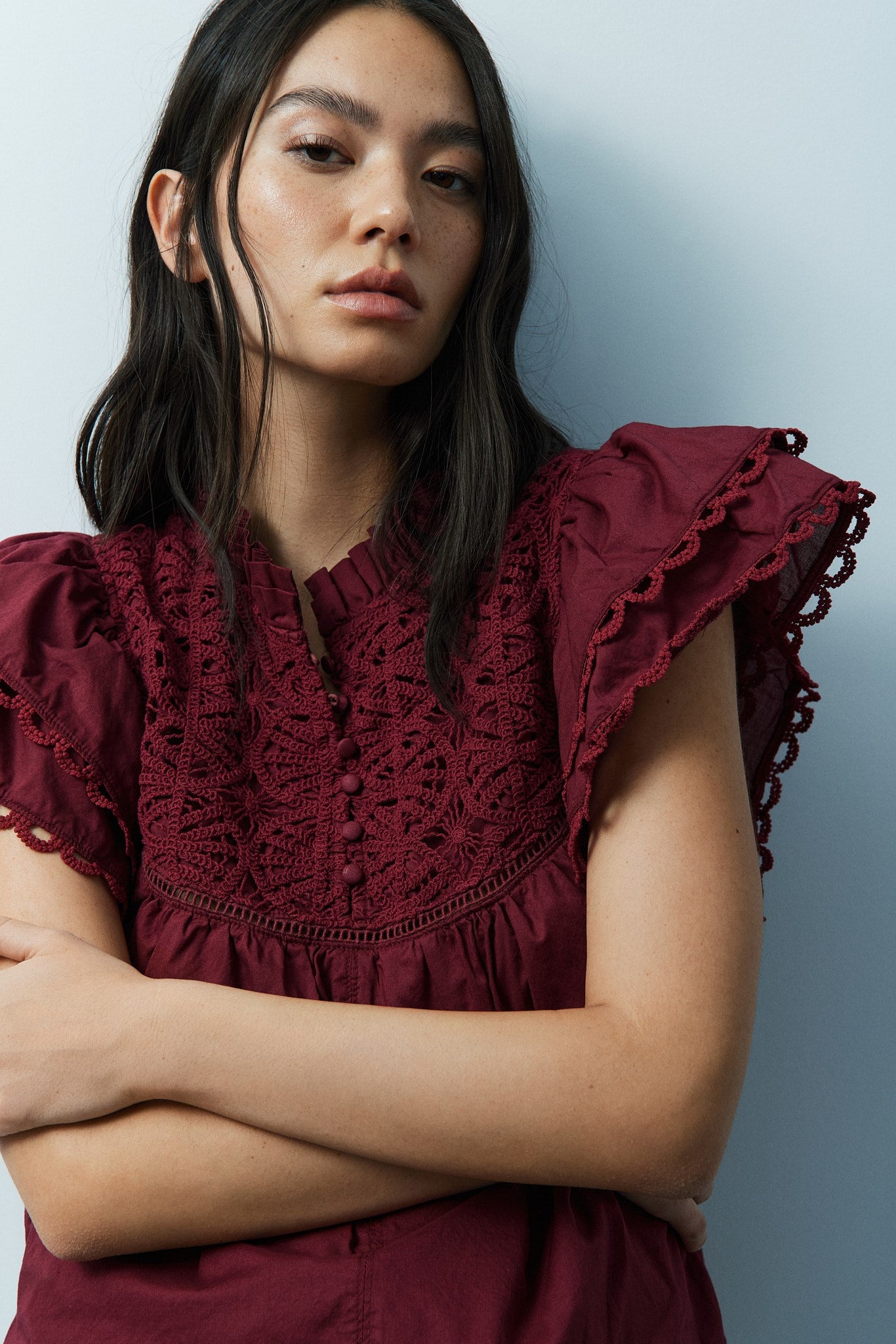 MASSON BLOUSE-Dark burgundy