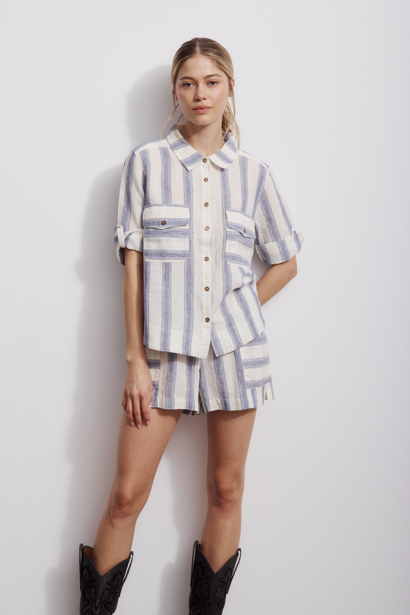 MILA-Denim blue stripe