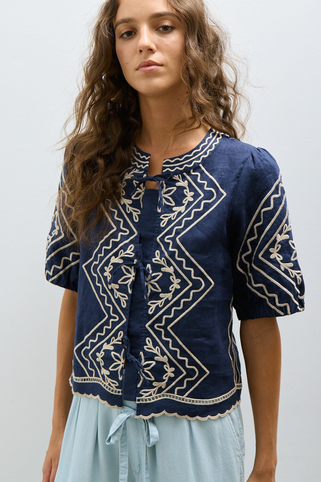 NINA BLOUSE-Navy