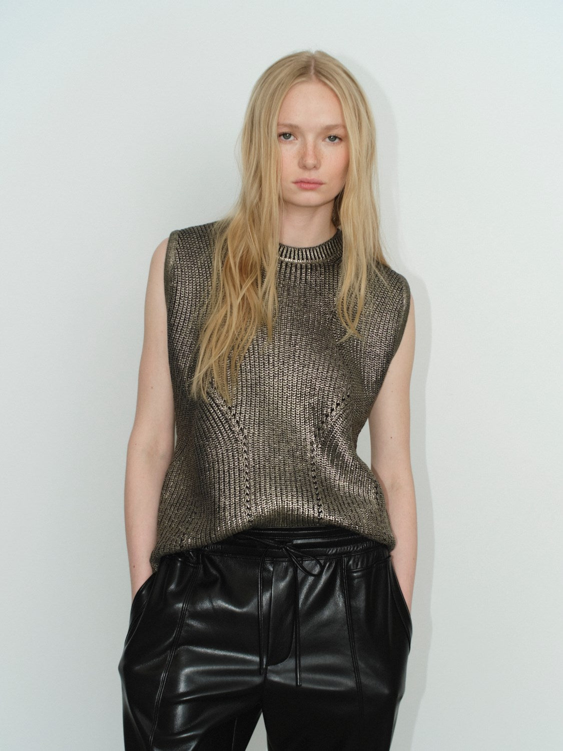 SETH SWEATER VEST-Gold foil