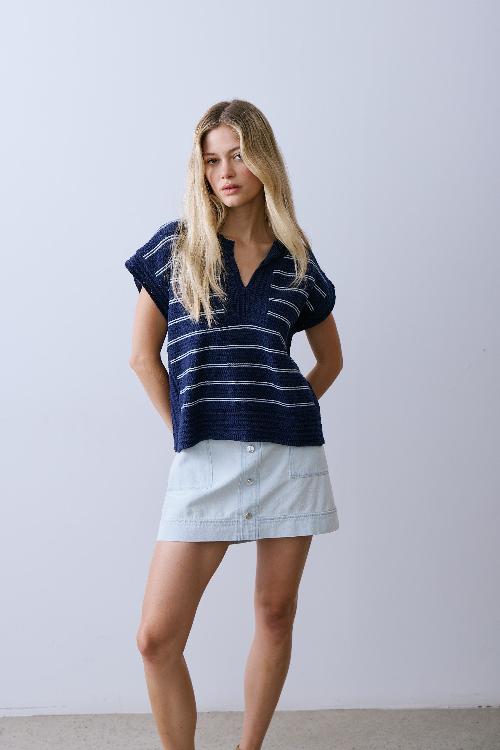 TERESA SWEATER-Navy blue