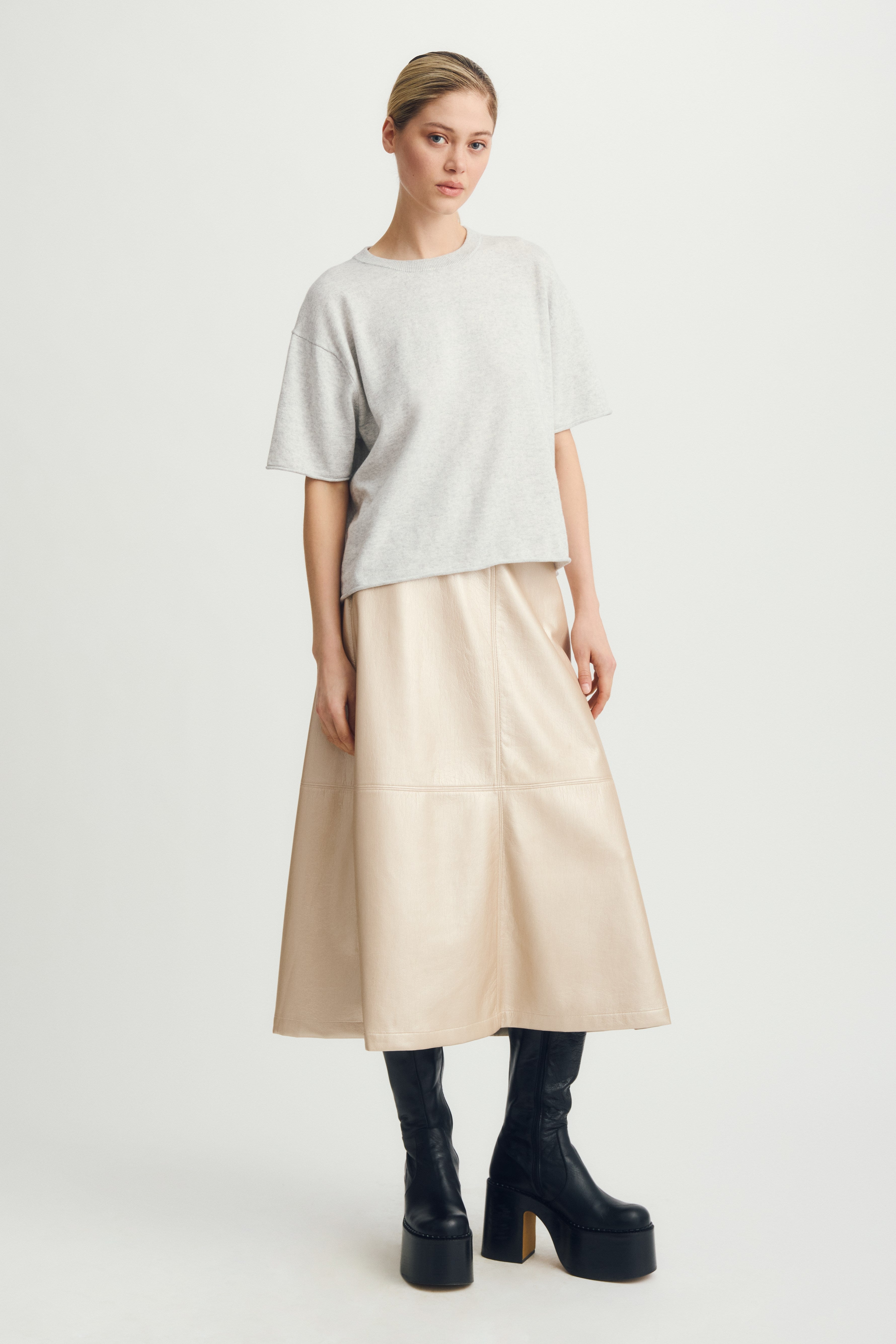 TERRY SKIRT-Metallic pearl