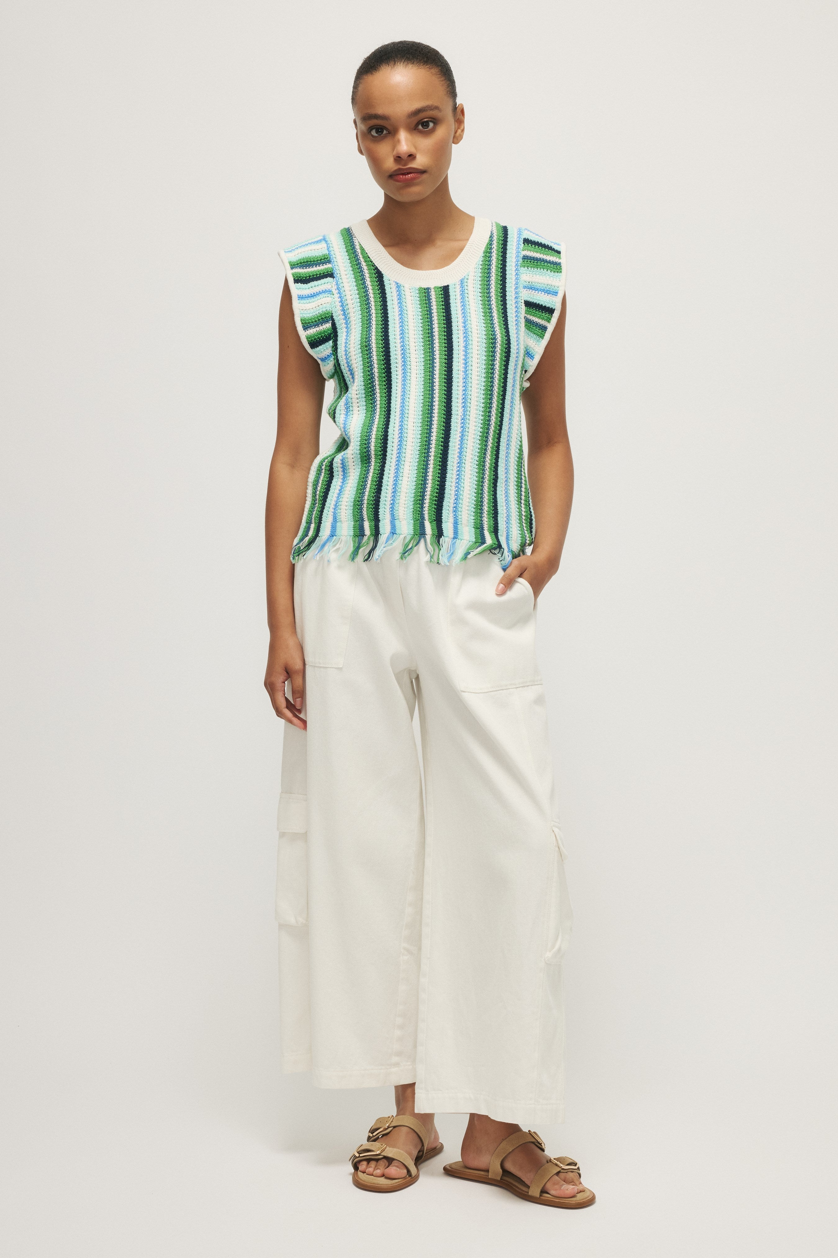 VERA TOP-Green stripe