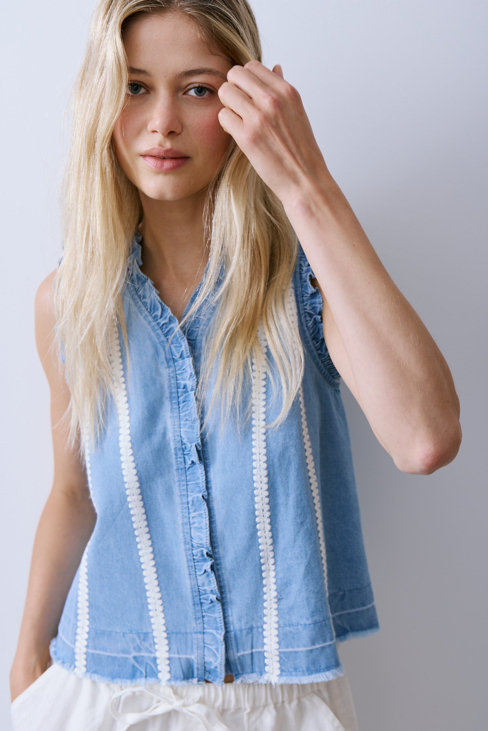 zandert blouse - bleu moyen