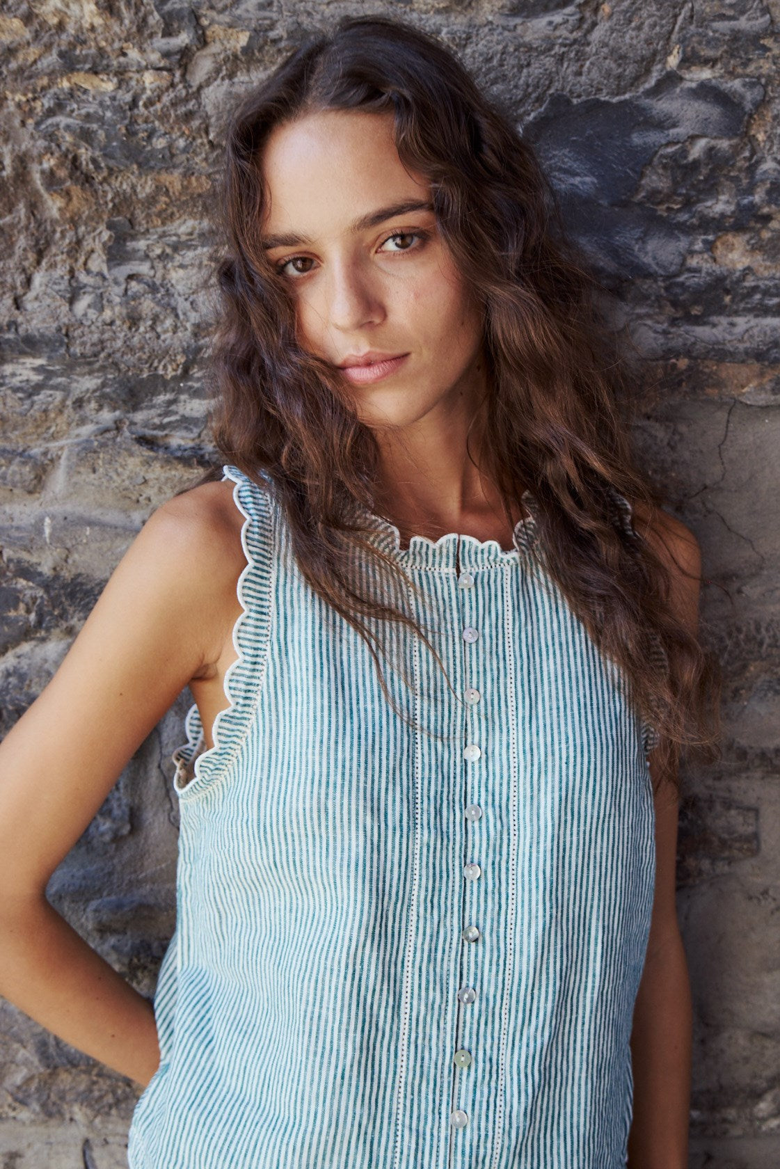 ZOLA TOP - Rayures vertes