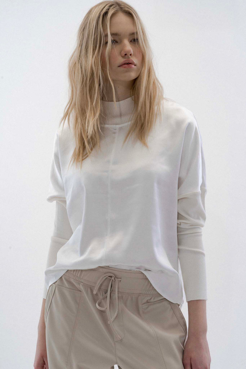 norah off-white satin blouse
