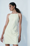 Alanis lemon sorbet faux leather dress