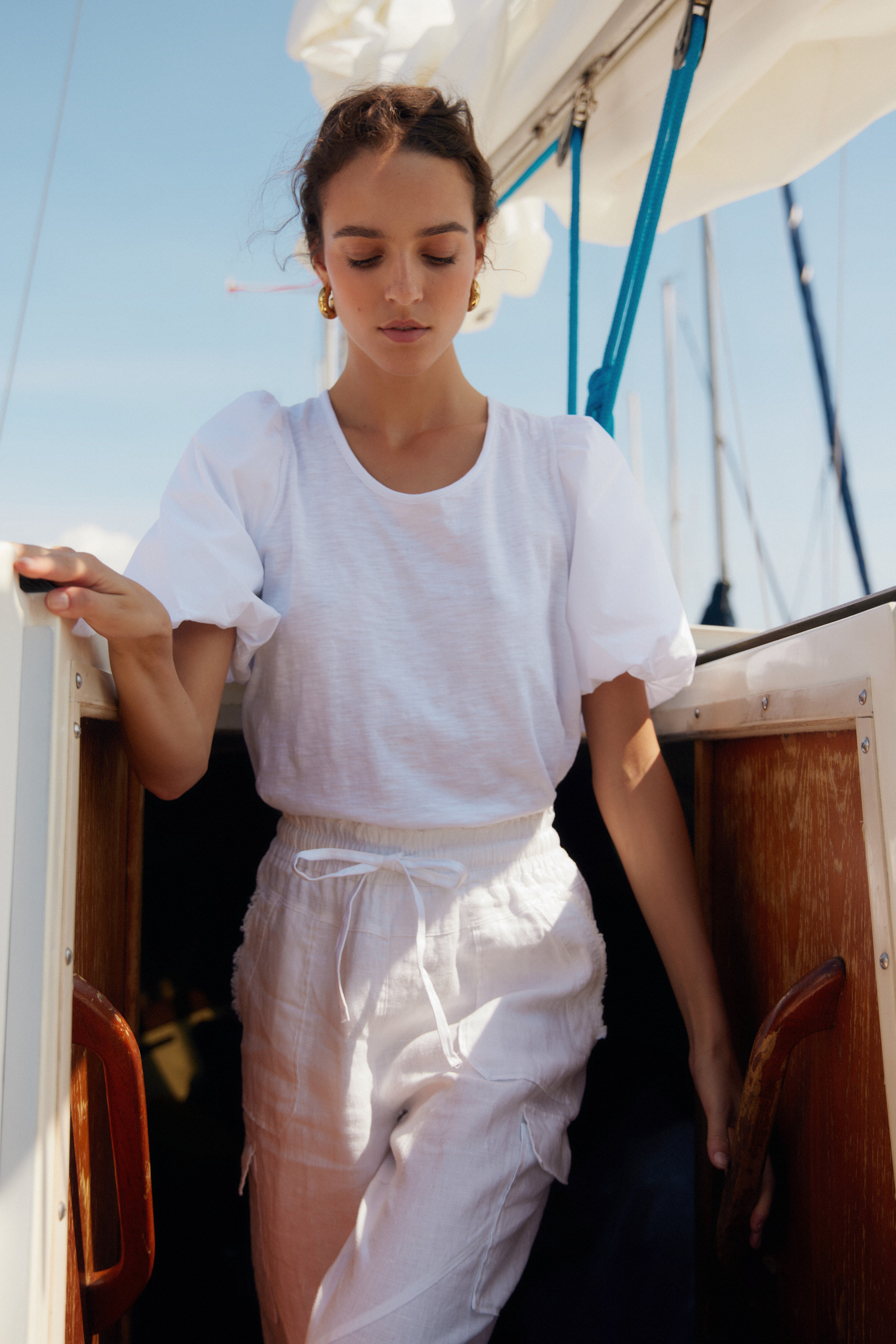 Carmen cotton white top