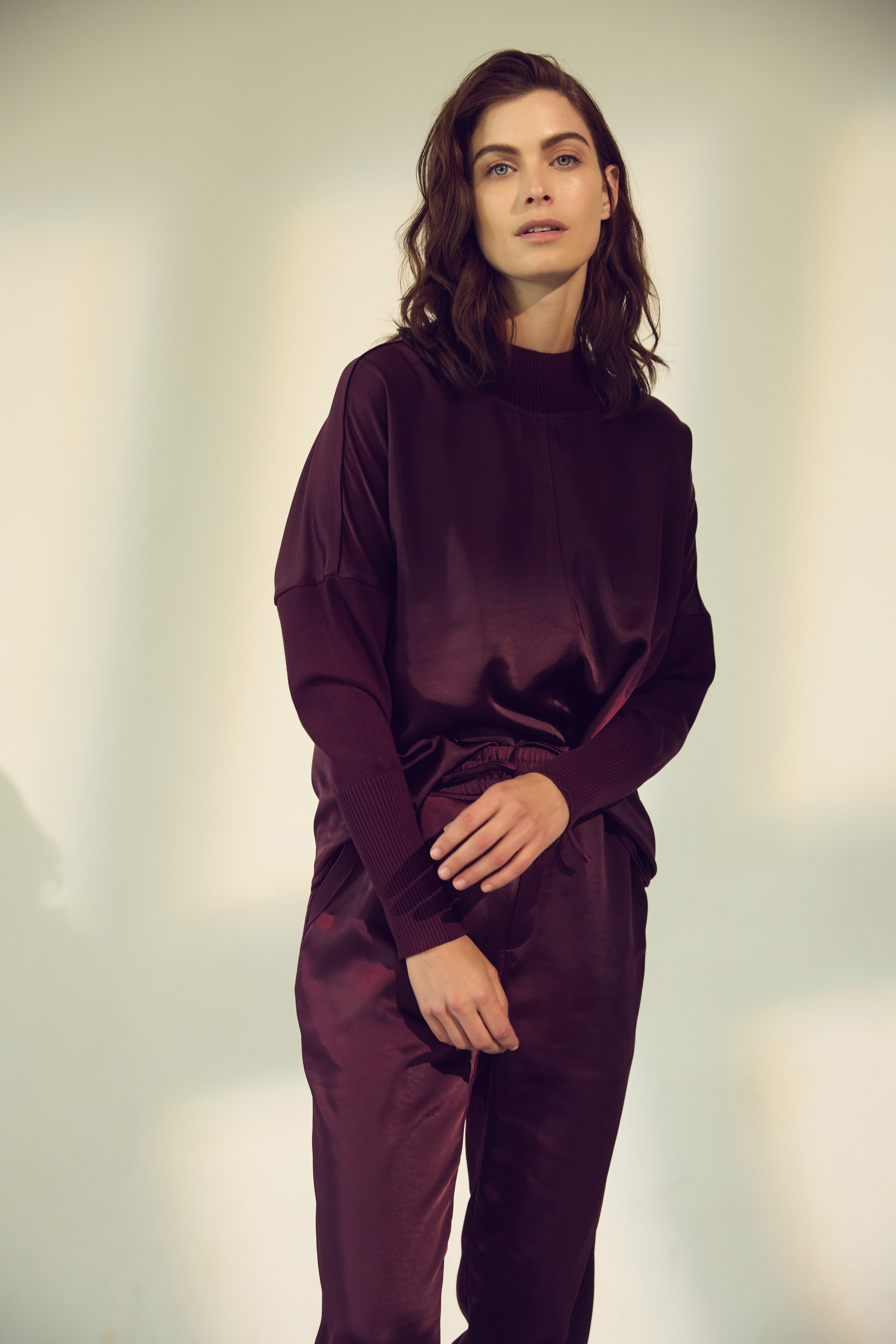 Norah merlot satin top