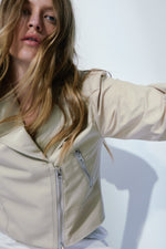 Clover faux leather khaki beige jacket