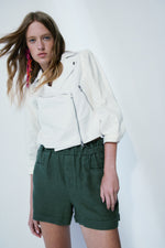 Clover faux leather white jacket