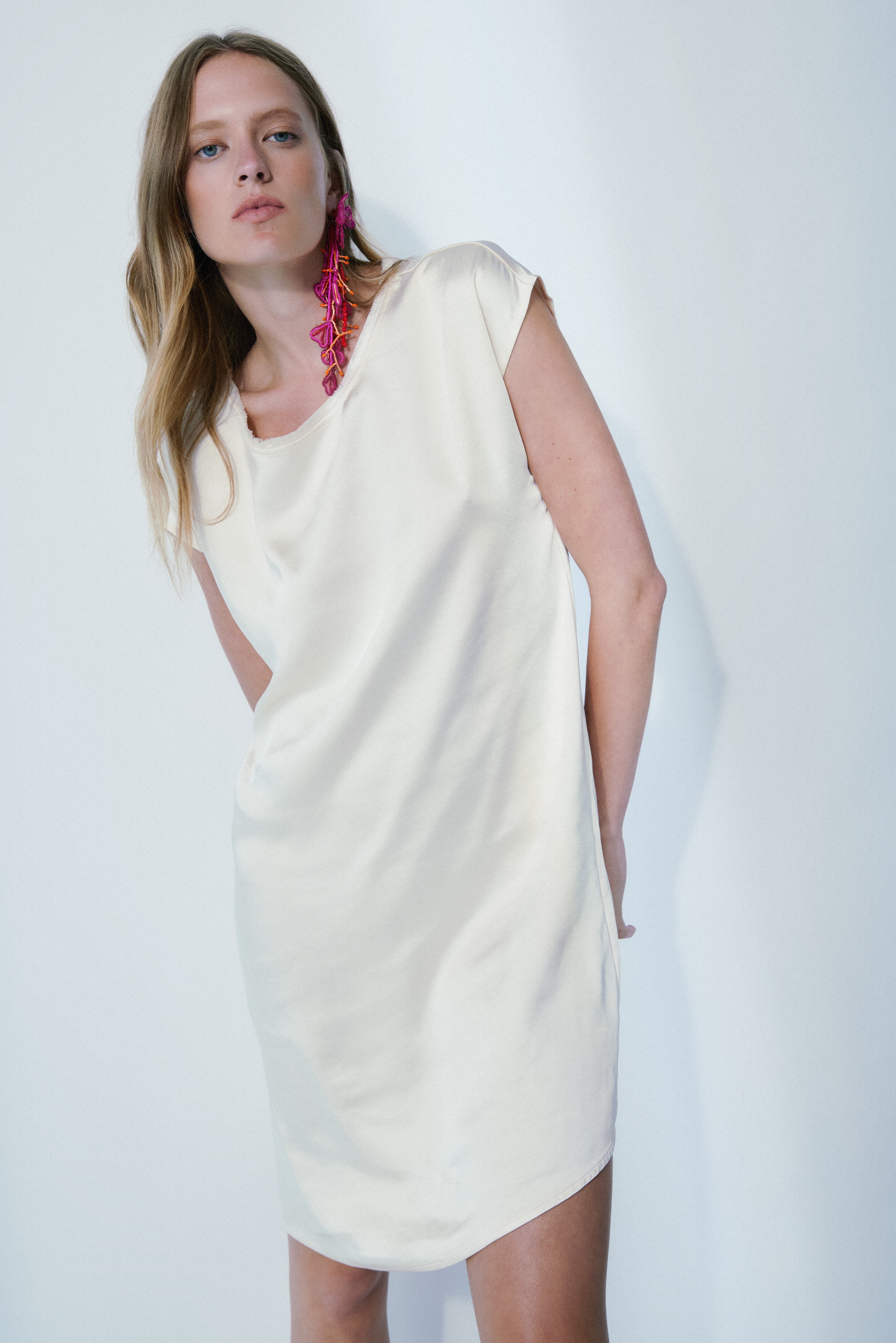 Ezra cream satin dress