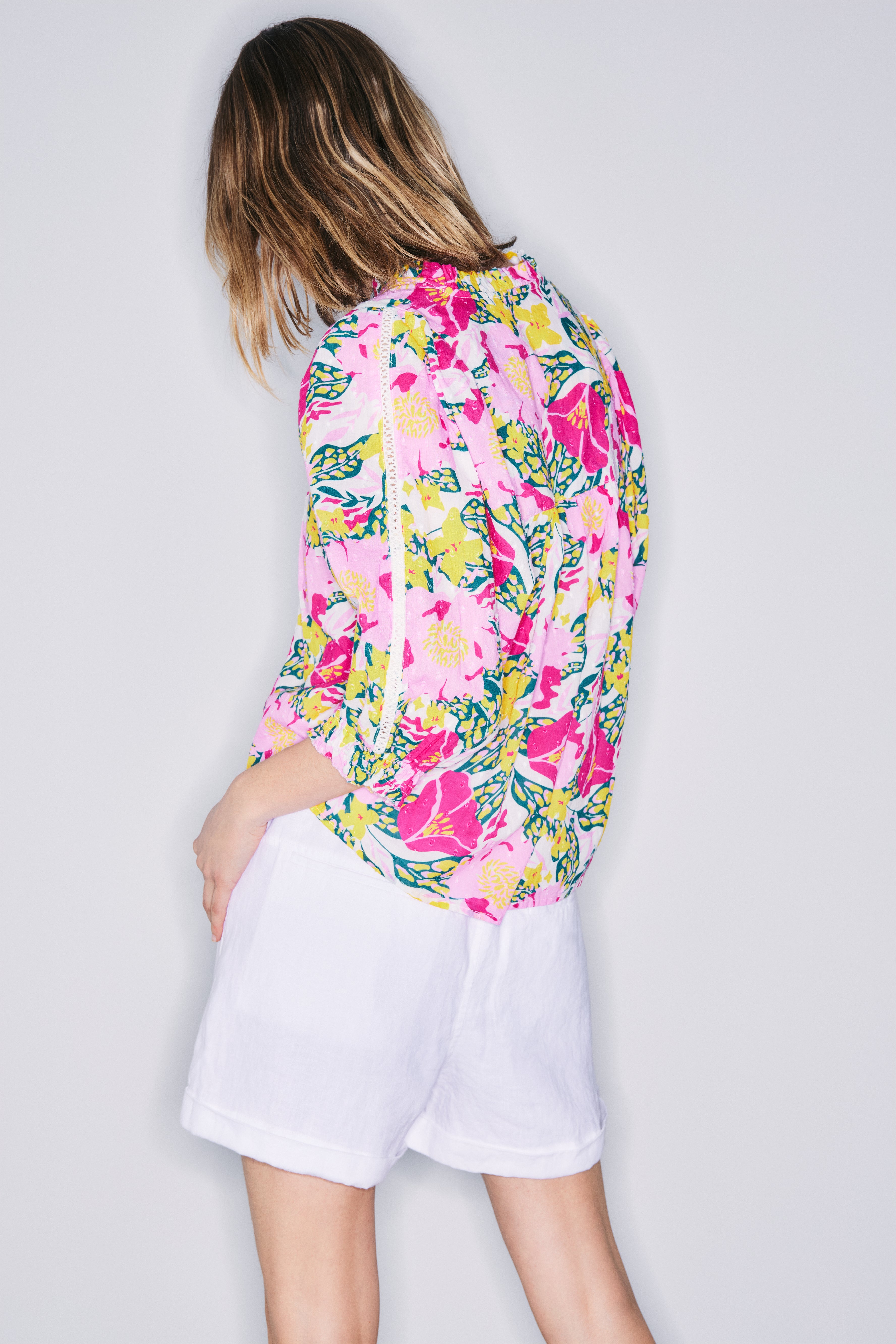 Flora bold floral cotton blouse