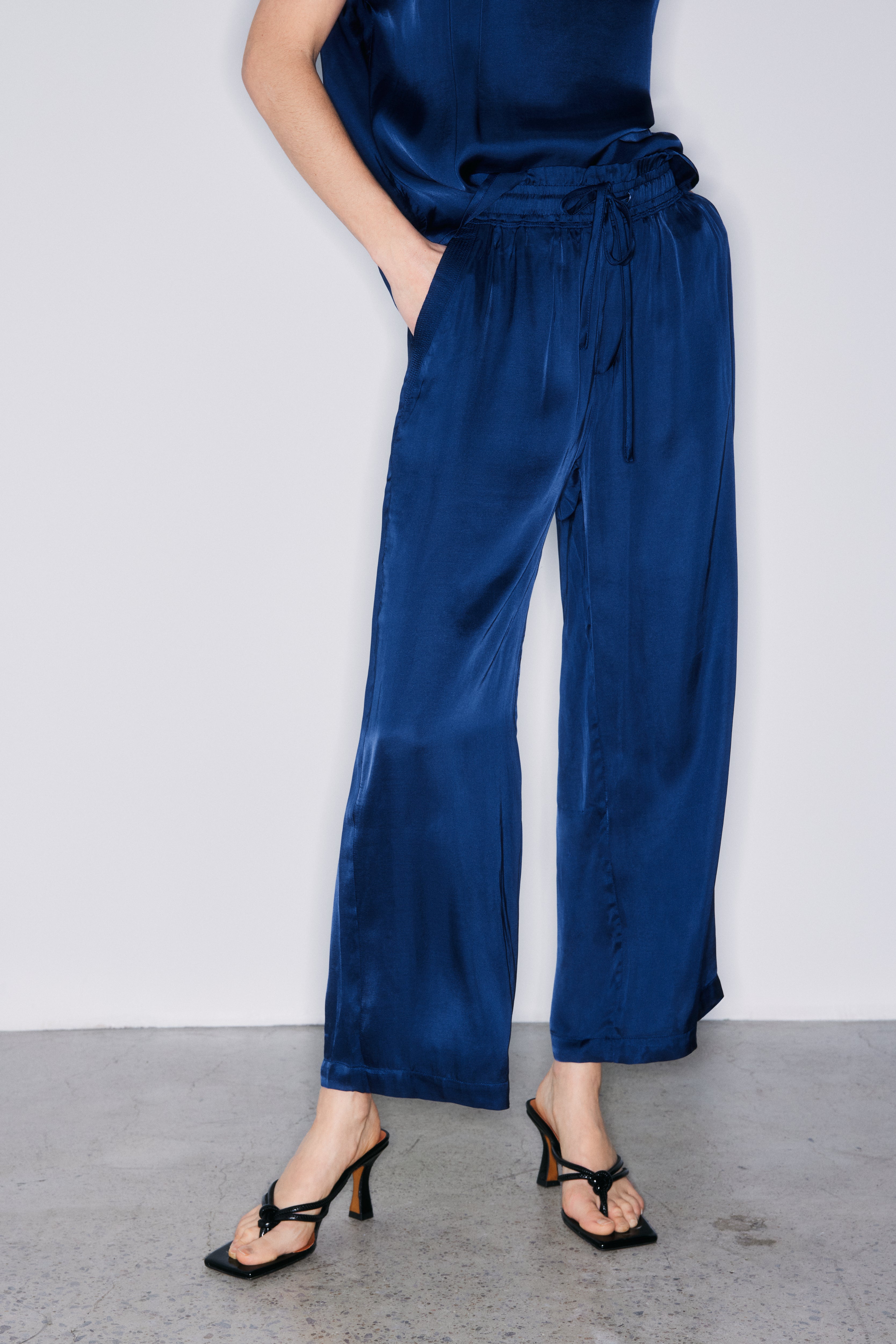 Gary bright navy satin gaucho