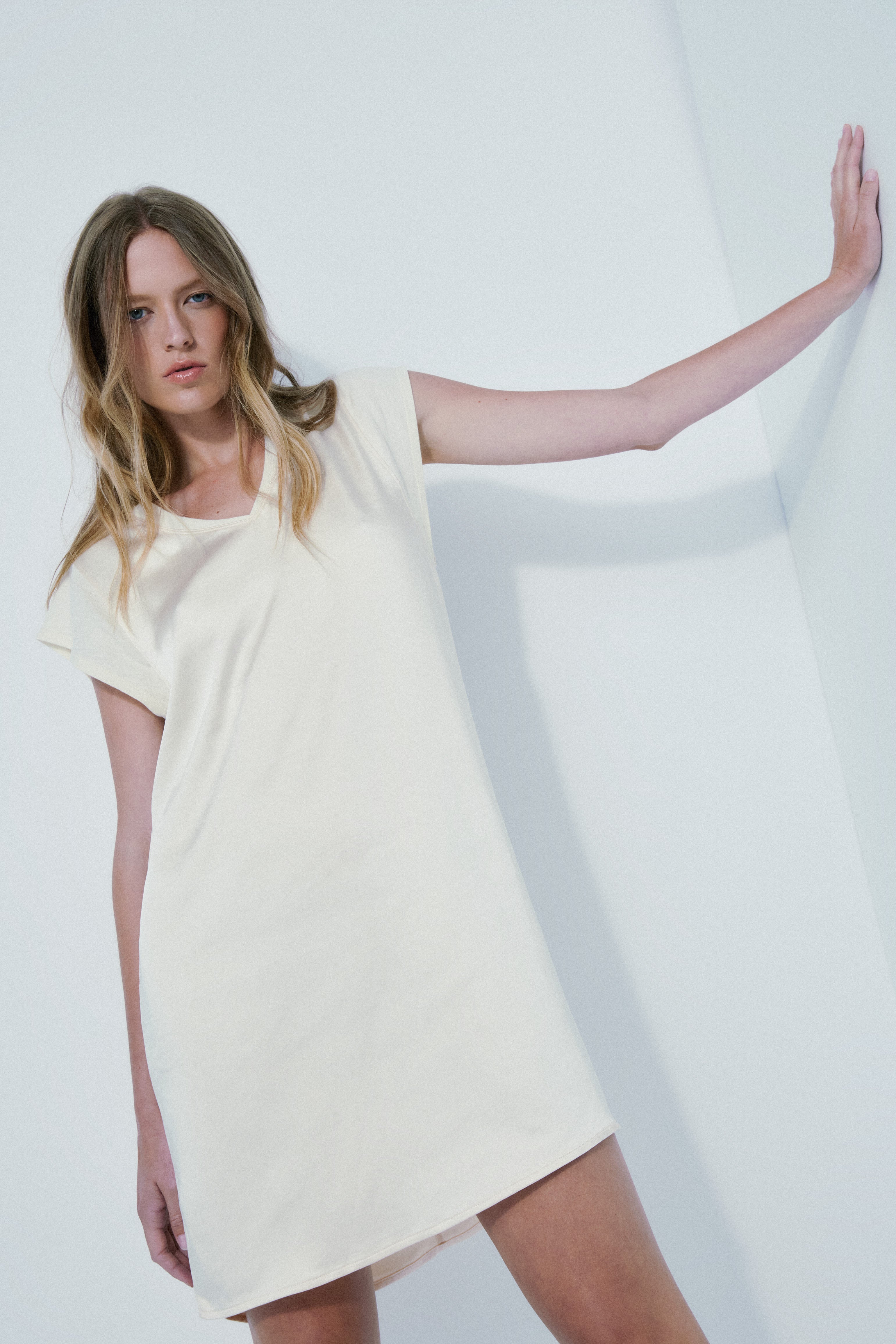 Georgina cream satin dress