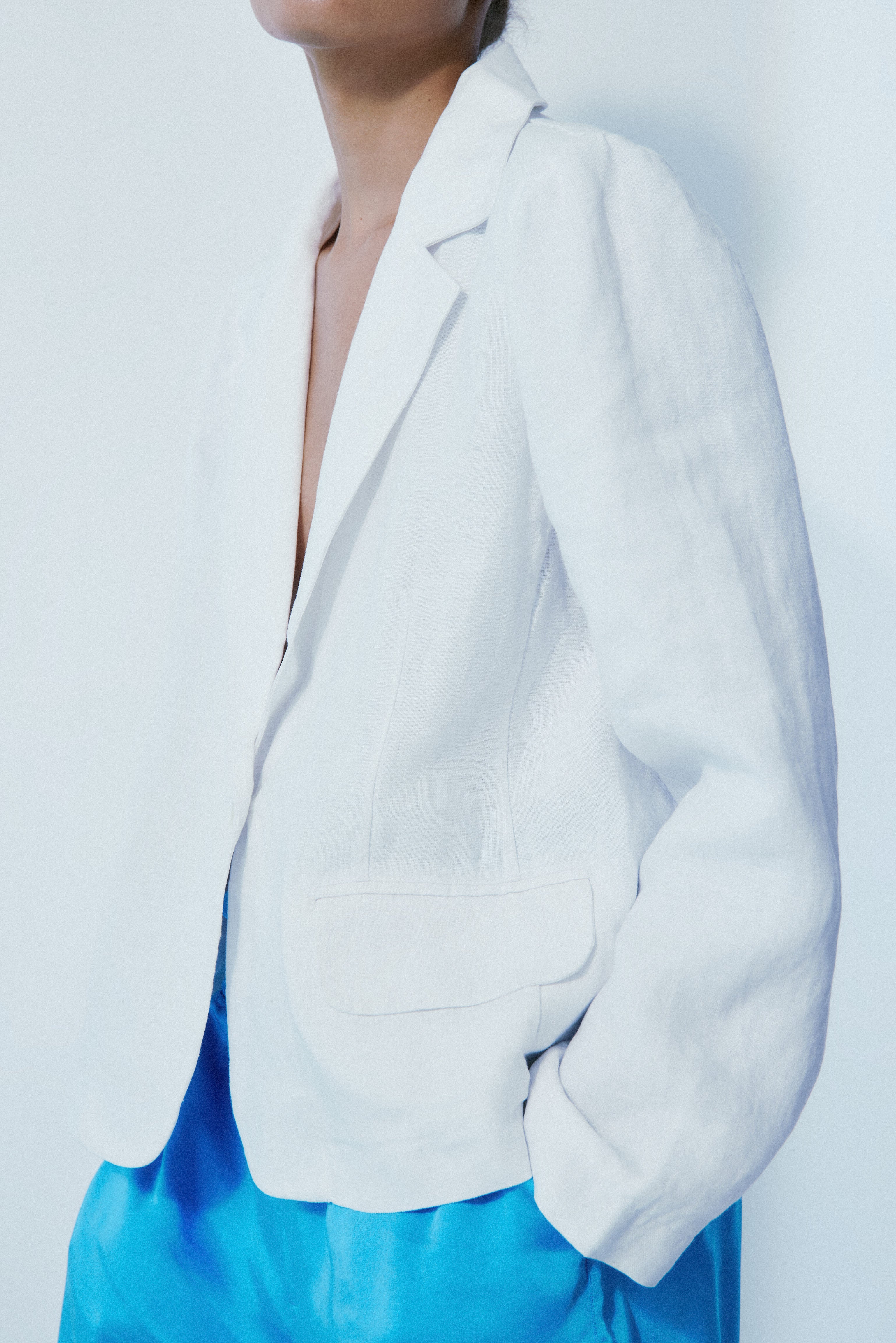 Glen white linen blazer