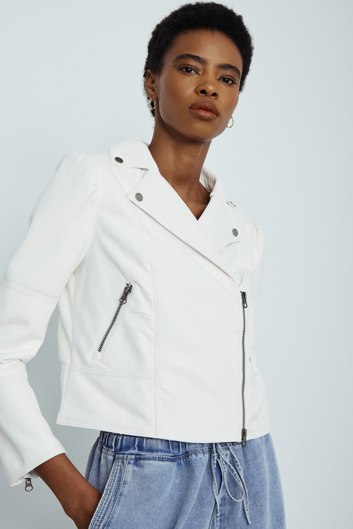 Hillside white faux leather jacket