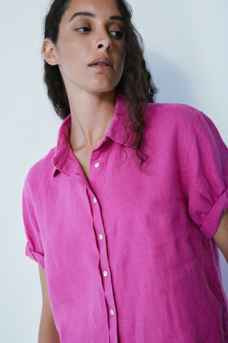 Josephine bright pink linen shirt