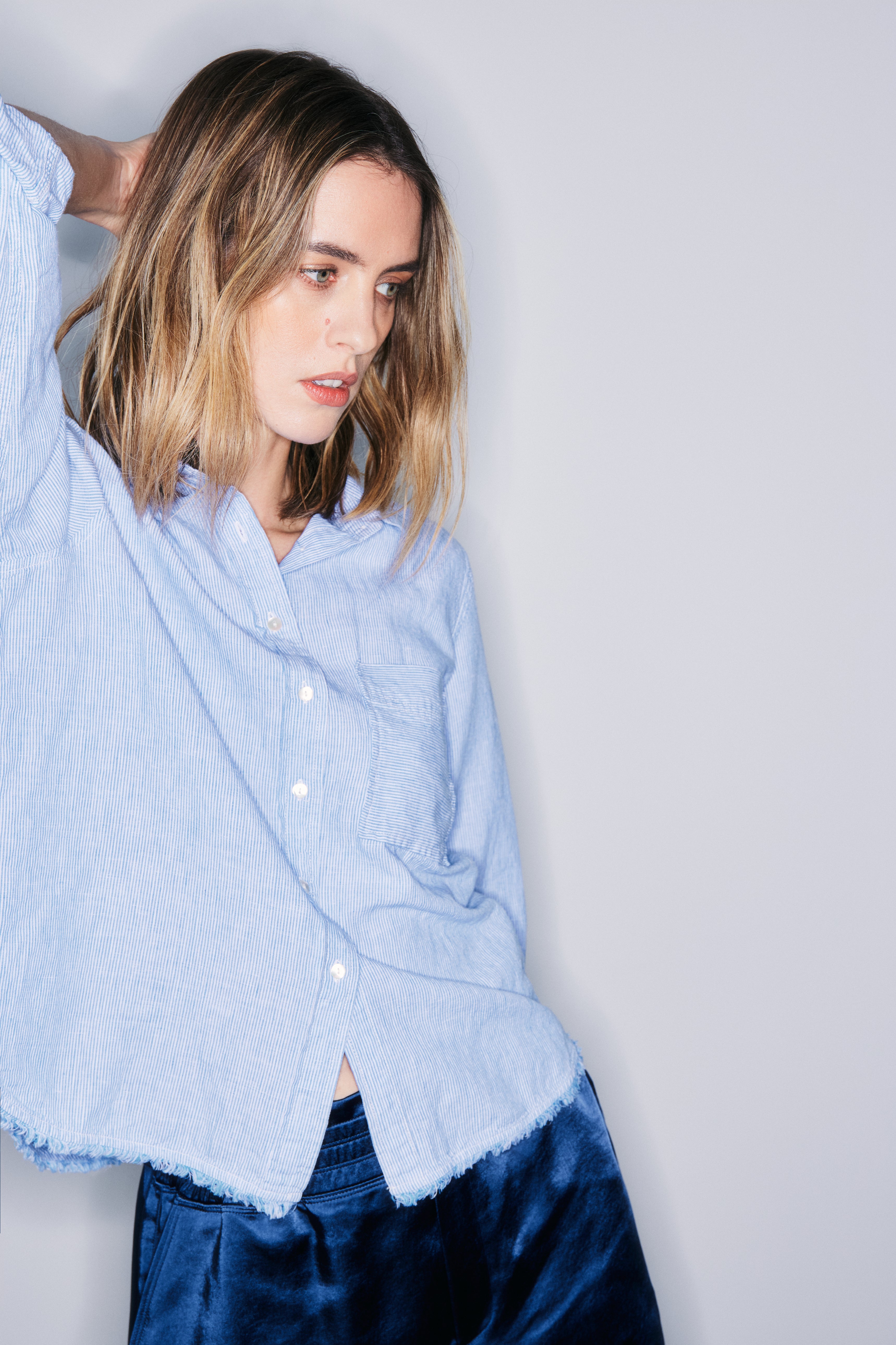 Keny blue texture stripe shirt