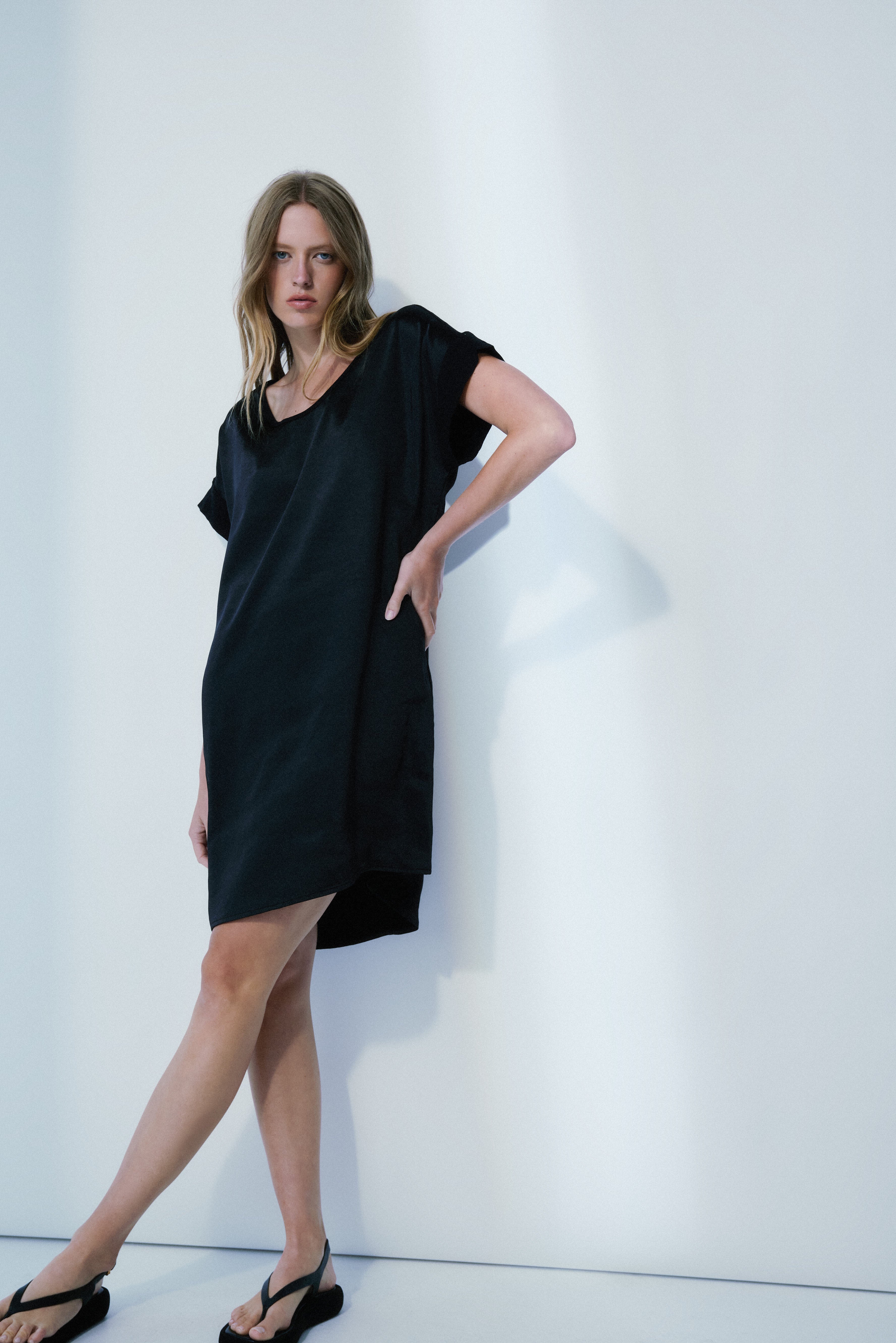 Lela black satin dress