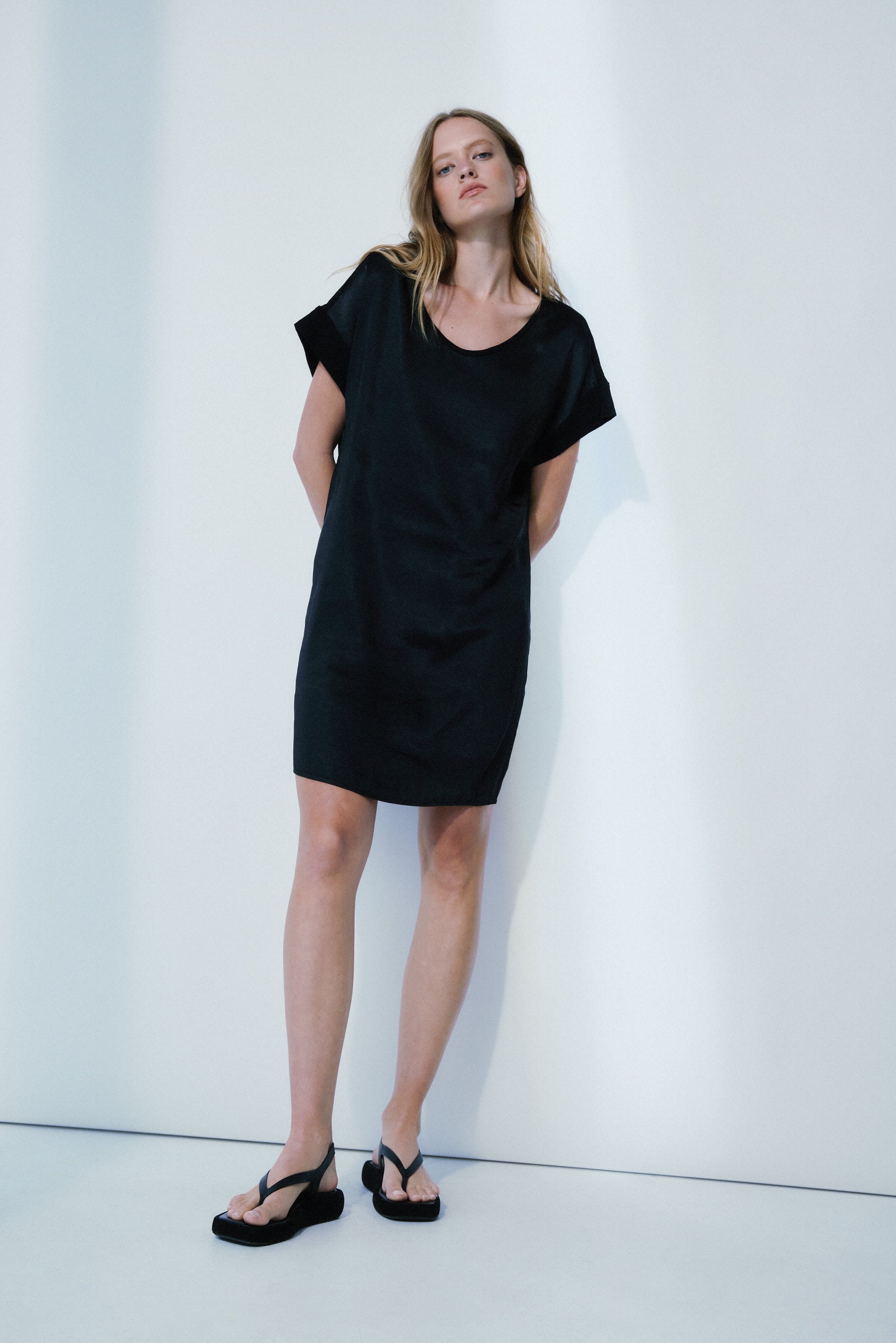 Lela black satin dress