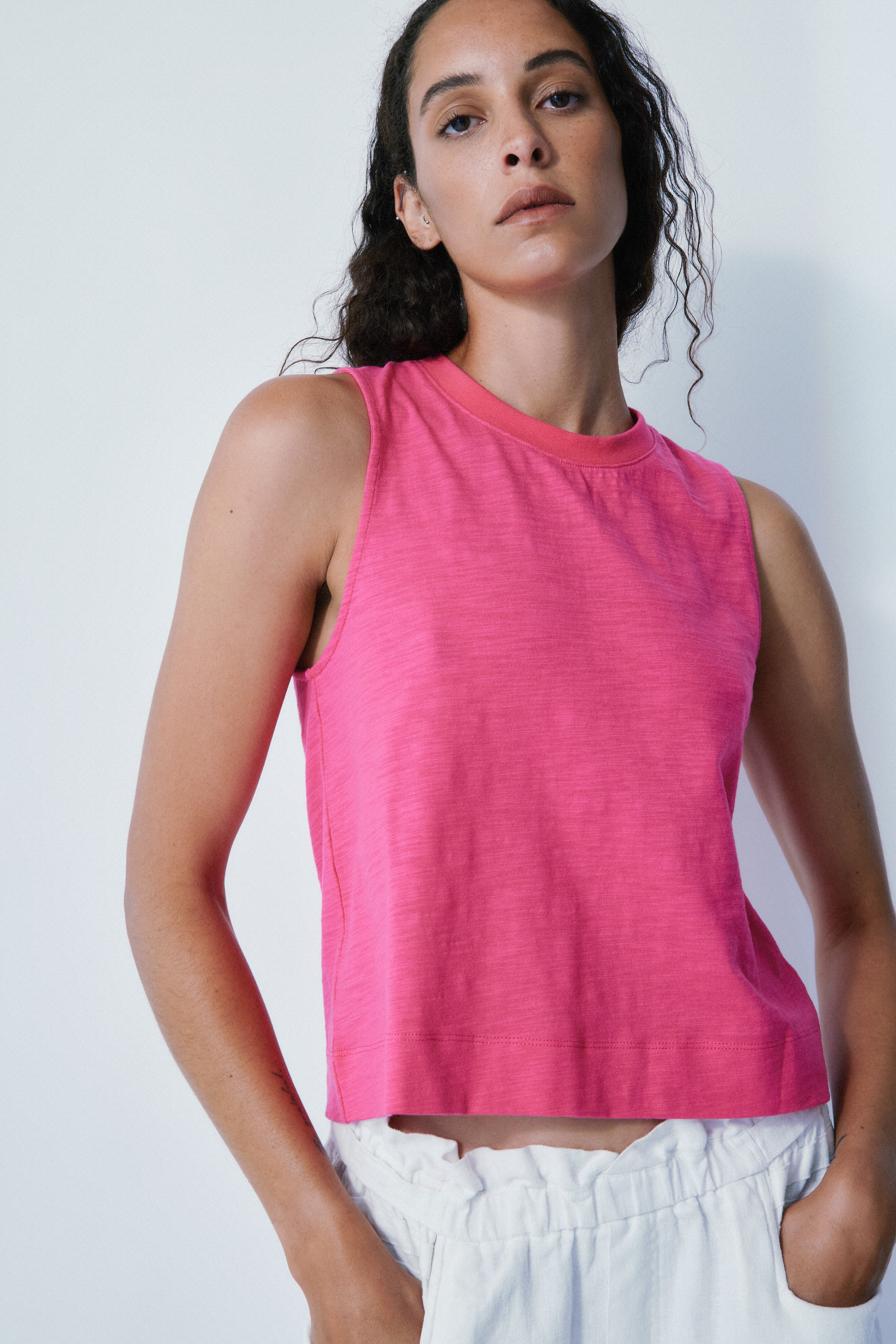 Nayeli light fuchsia cotton top